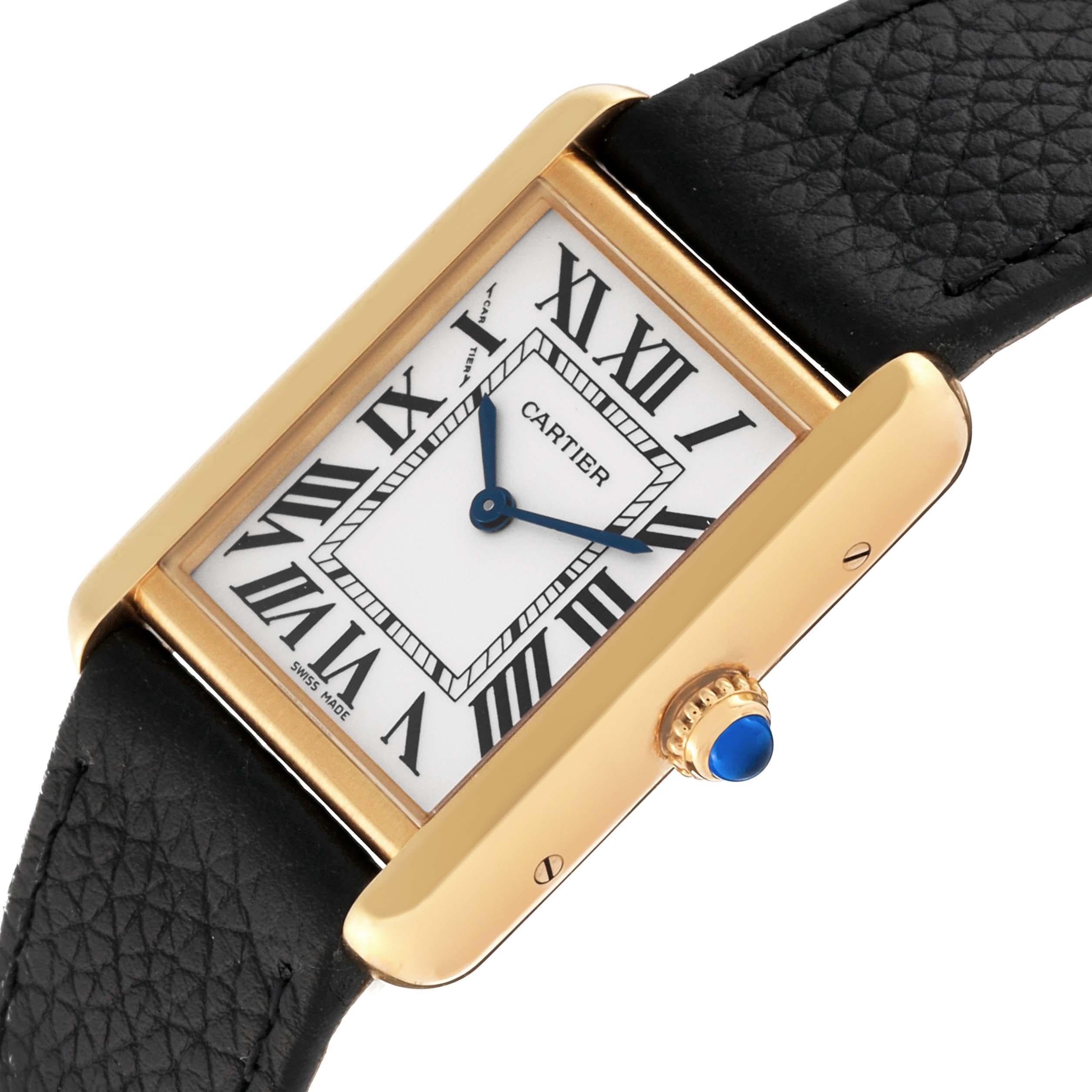 Cartier Tank Solo Yellow Gold Steel Silver Dial Ladies Watch W5200002 Card In Excellent Condition For Sale In Atlanta, GA