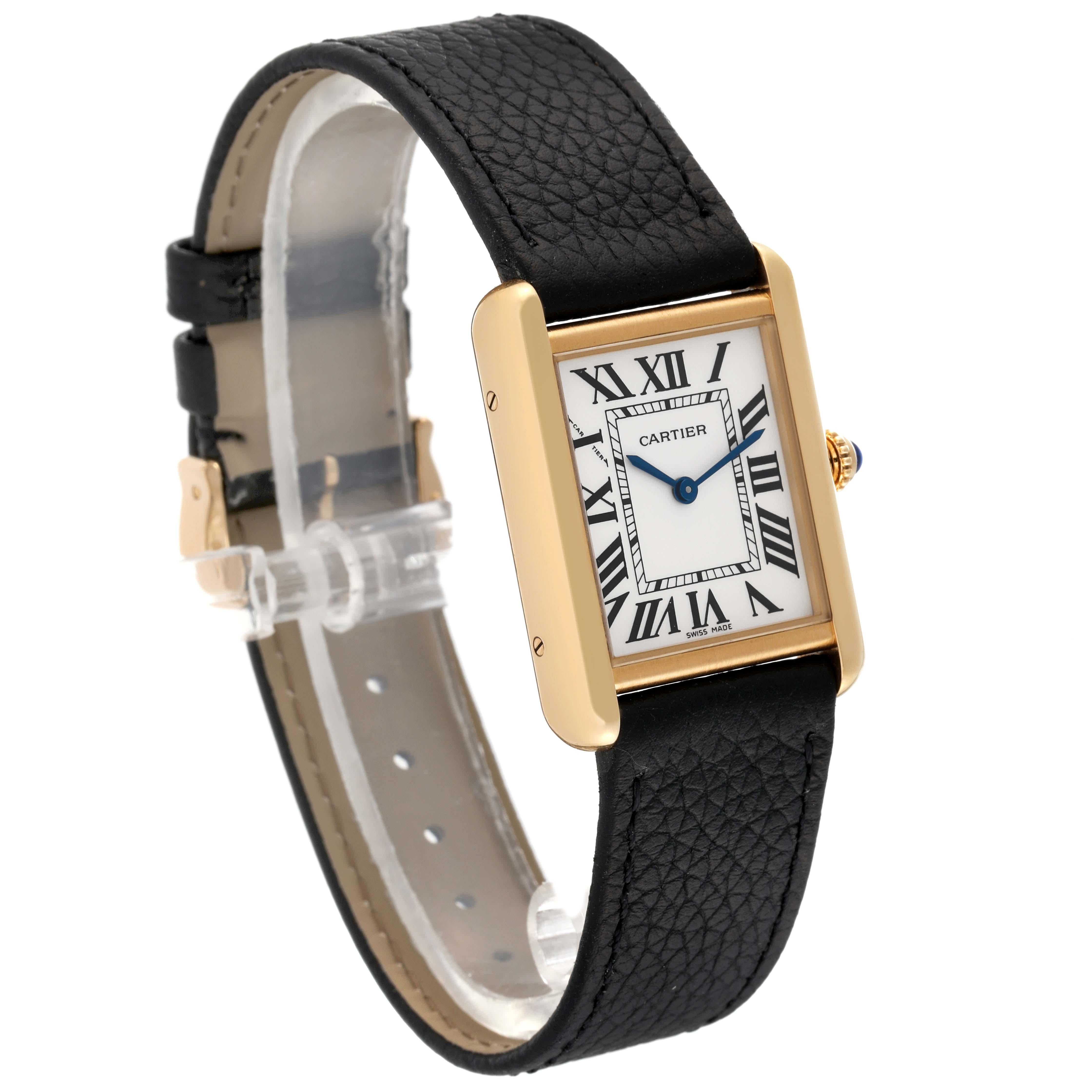 Women's Cartier Tank Solo Yellow Gold Steel Silver Dial Ladies Watch W5200002 Card For Sale