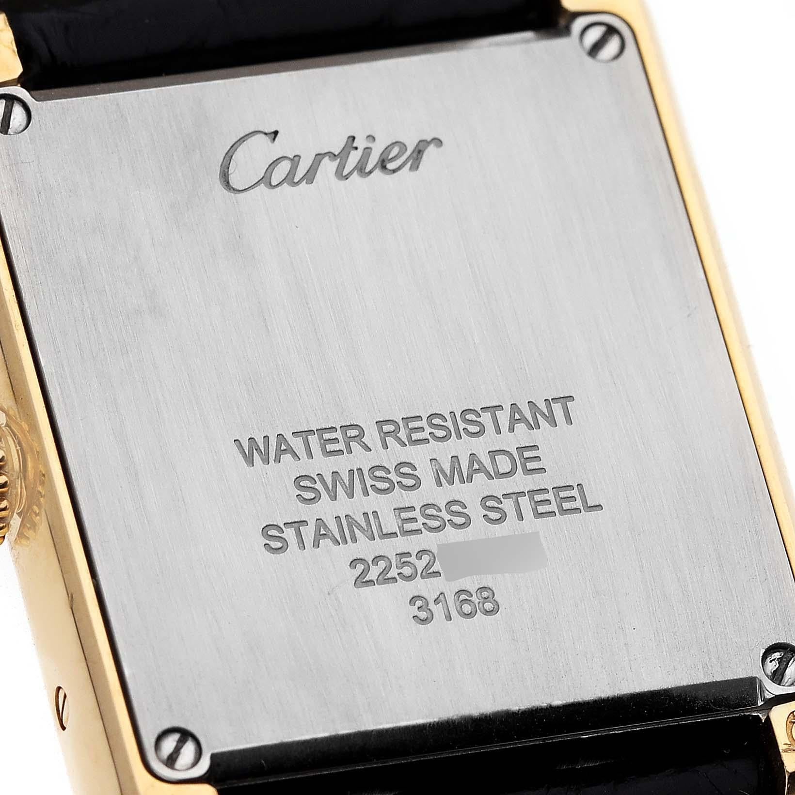 Cartier Tank Solo Montre pour femmes avec cadran en or jaune, acier et argent W5200002 Card en vente 4