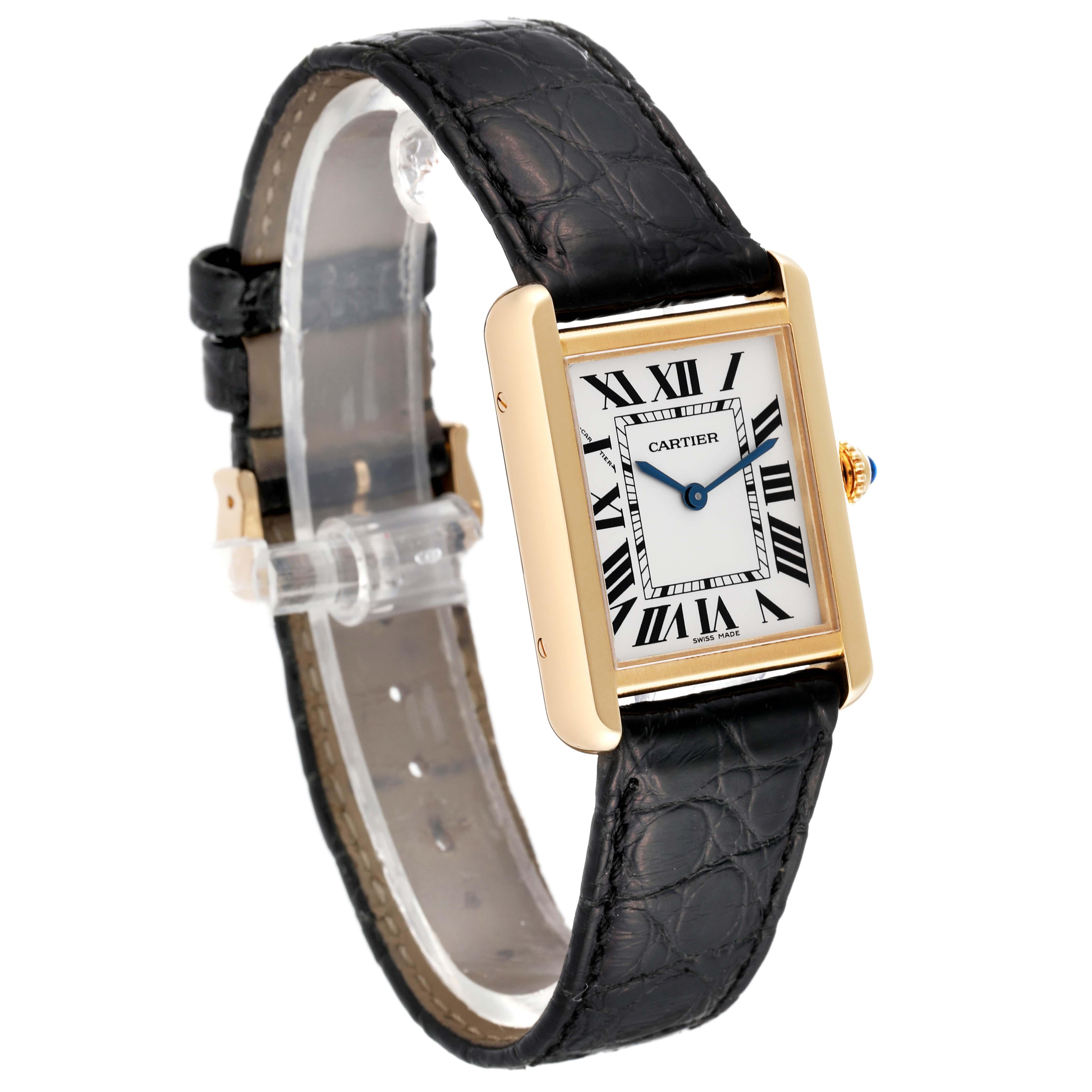 Cartier Tank Solo Yellow Gold Steel Silver Dial Ladies Watch W5200002 In Good Condition For Sale In Atlanta, GA