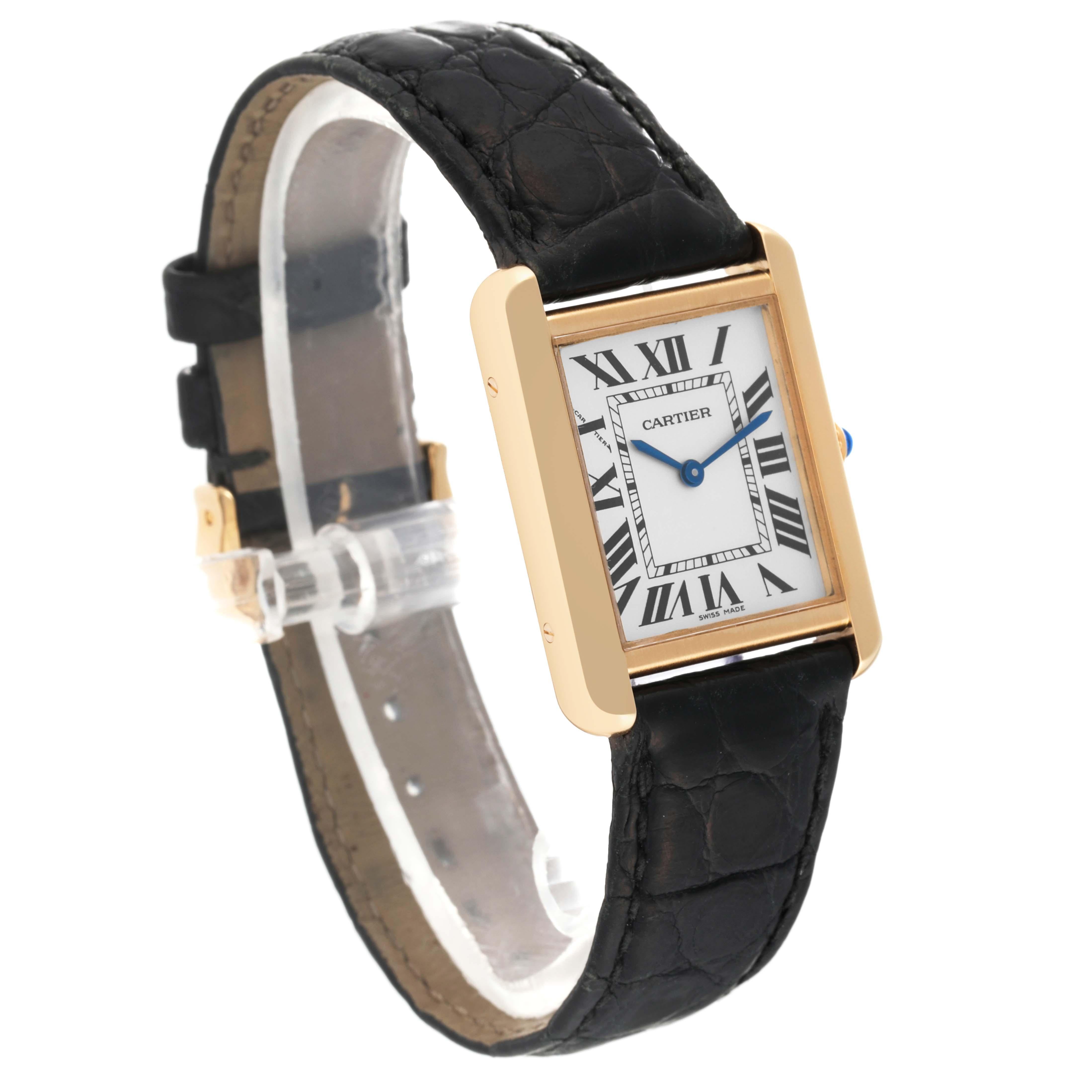 Cartier Tank Solo Yellow Gold Steel Silver Dial Ladies Watch W5200002 In Excellent Condition For Sale In Atlanta, GA