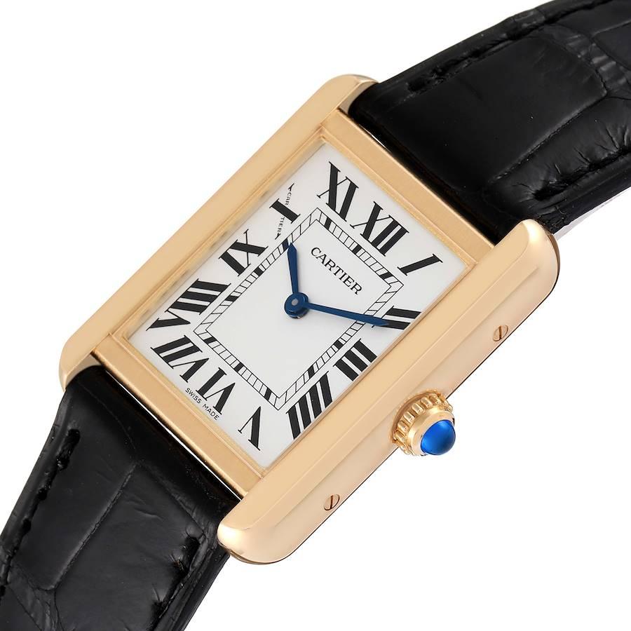 Cartier Tank Solo Yellow Gold Steel Silver Dial Ladies Watch W5200002 In Excellent Condition In Atlanta, GA