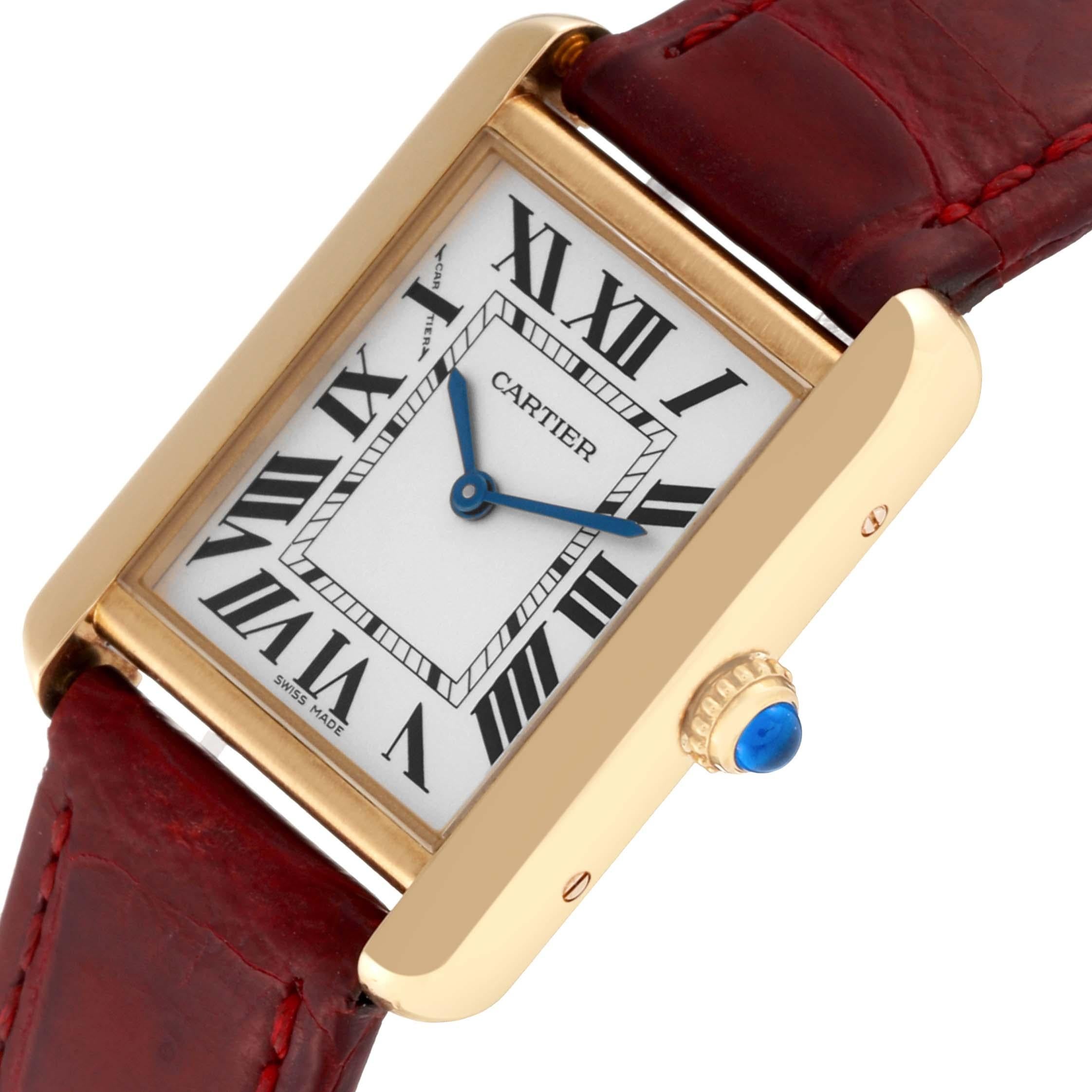 Cartier Tank Solo Yellow Gold Steel Silver Dial Ladies Watch W5200002 For Sale 1