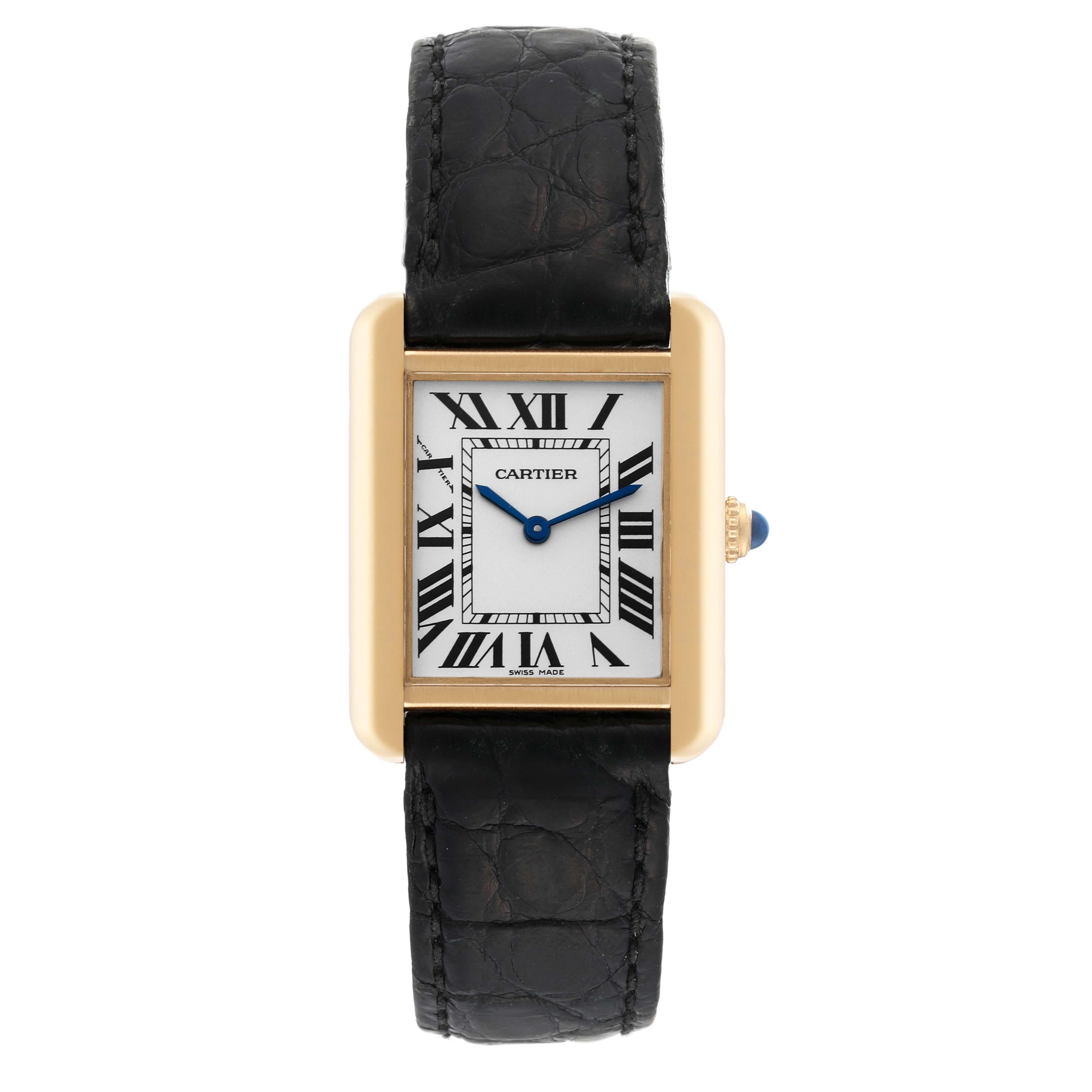 Cartier Tank Solo Yellow Gold Steel Silver Dial Ladies Watch W5200002 For Sale 1