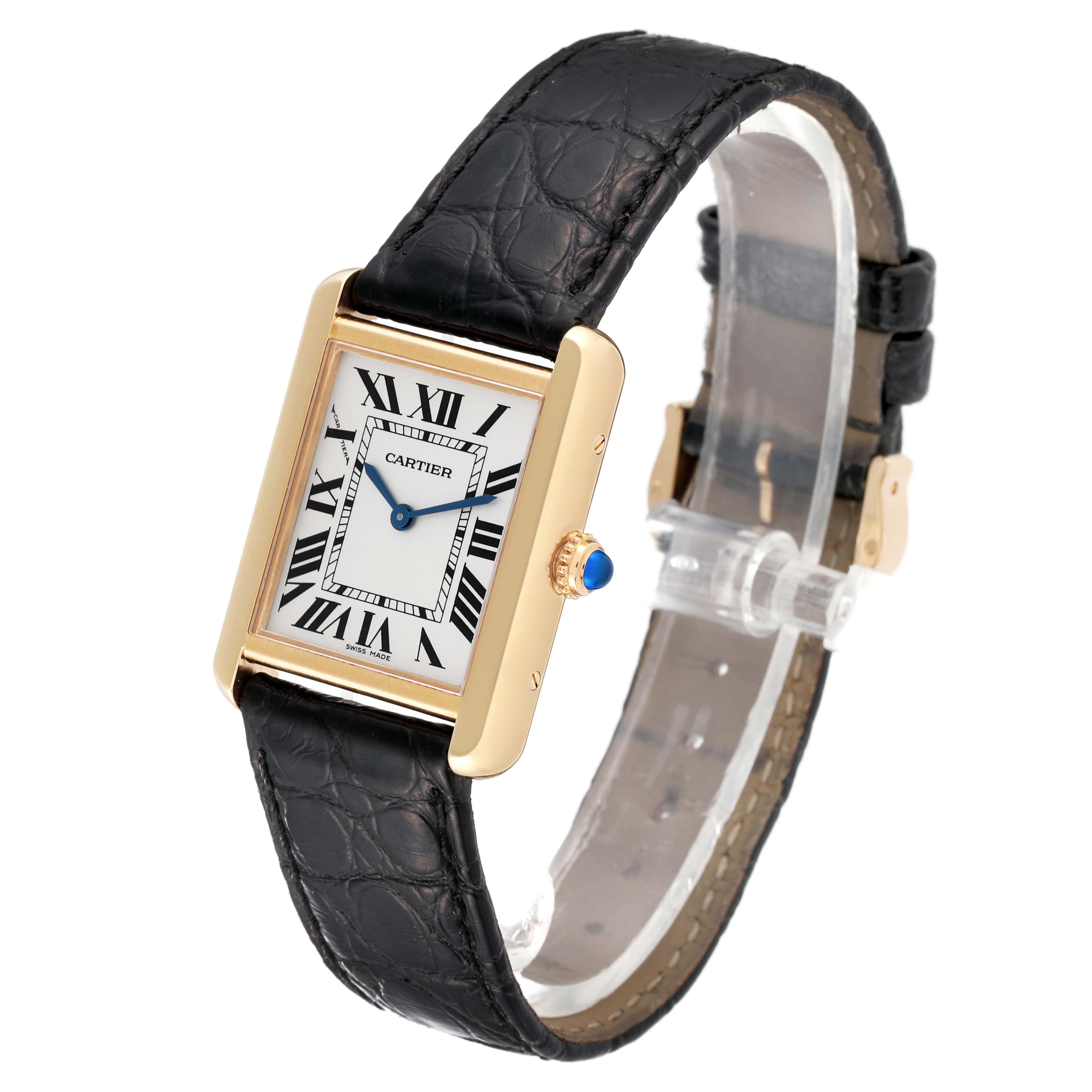 Cartier Tank Solo Yellow Gold Steel Silver Dial Ladies Watch W5200002 For Sale 2