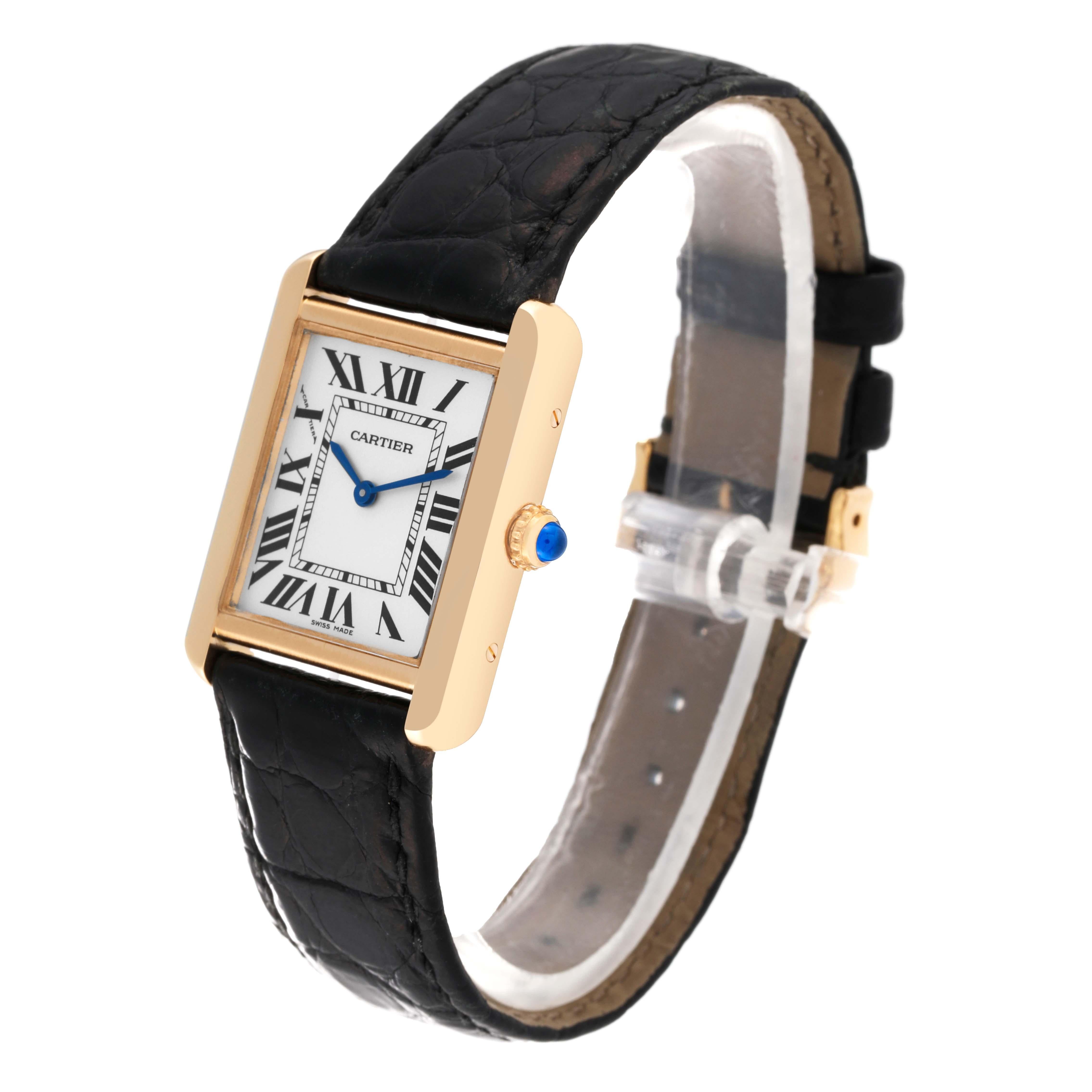 Cartier Tank Solo Yellow Gold Steel Silver Dial Ladies Watch W5200002 For Sale 3