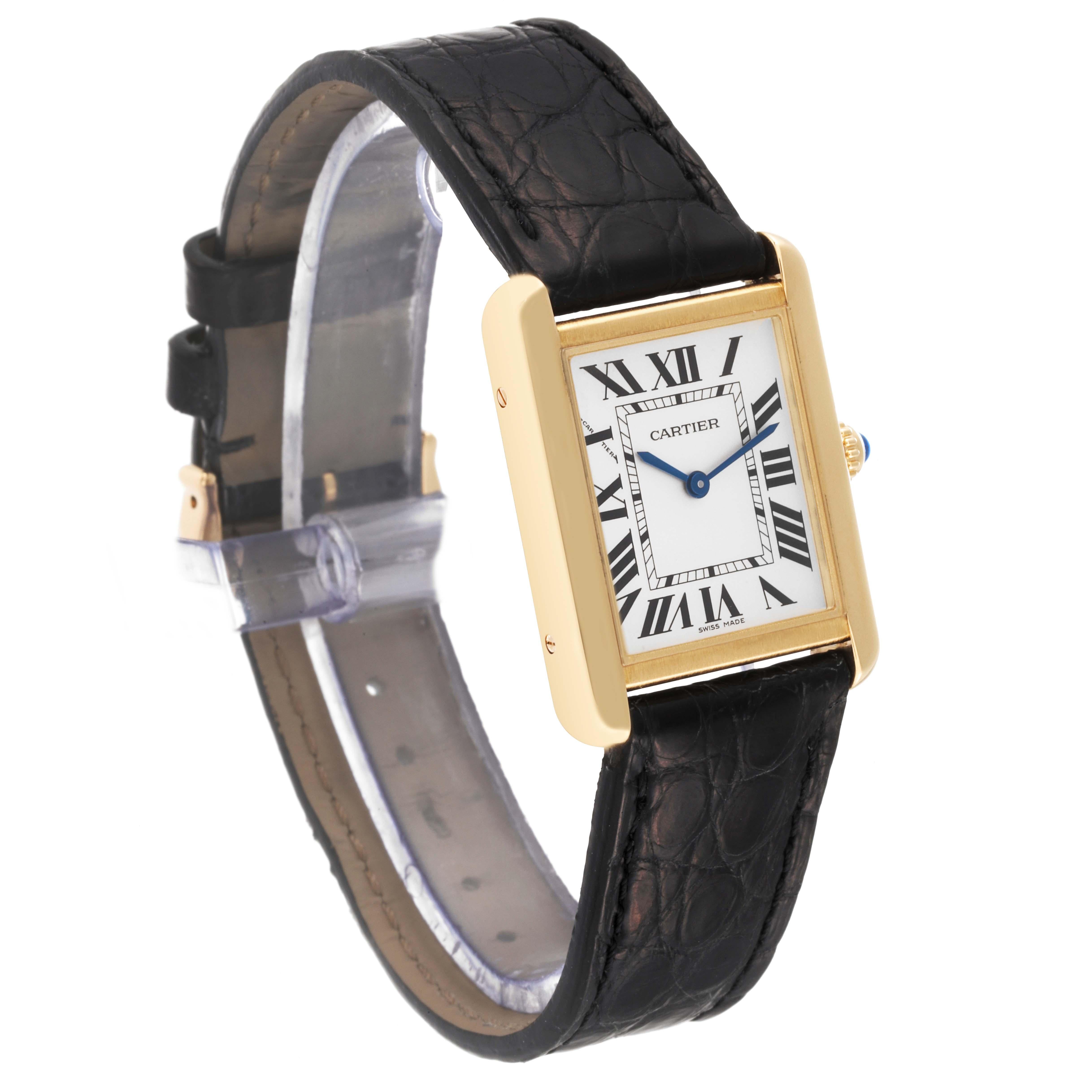 Cartier Tank Solo Yellow Gold Steel Silver Dial Ladies Watch W5200002 Papers In Excellent Condition In Atlanta, GA