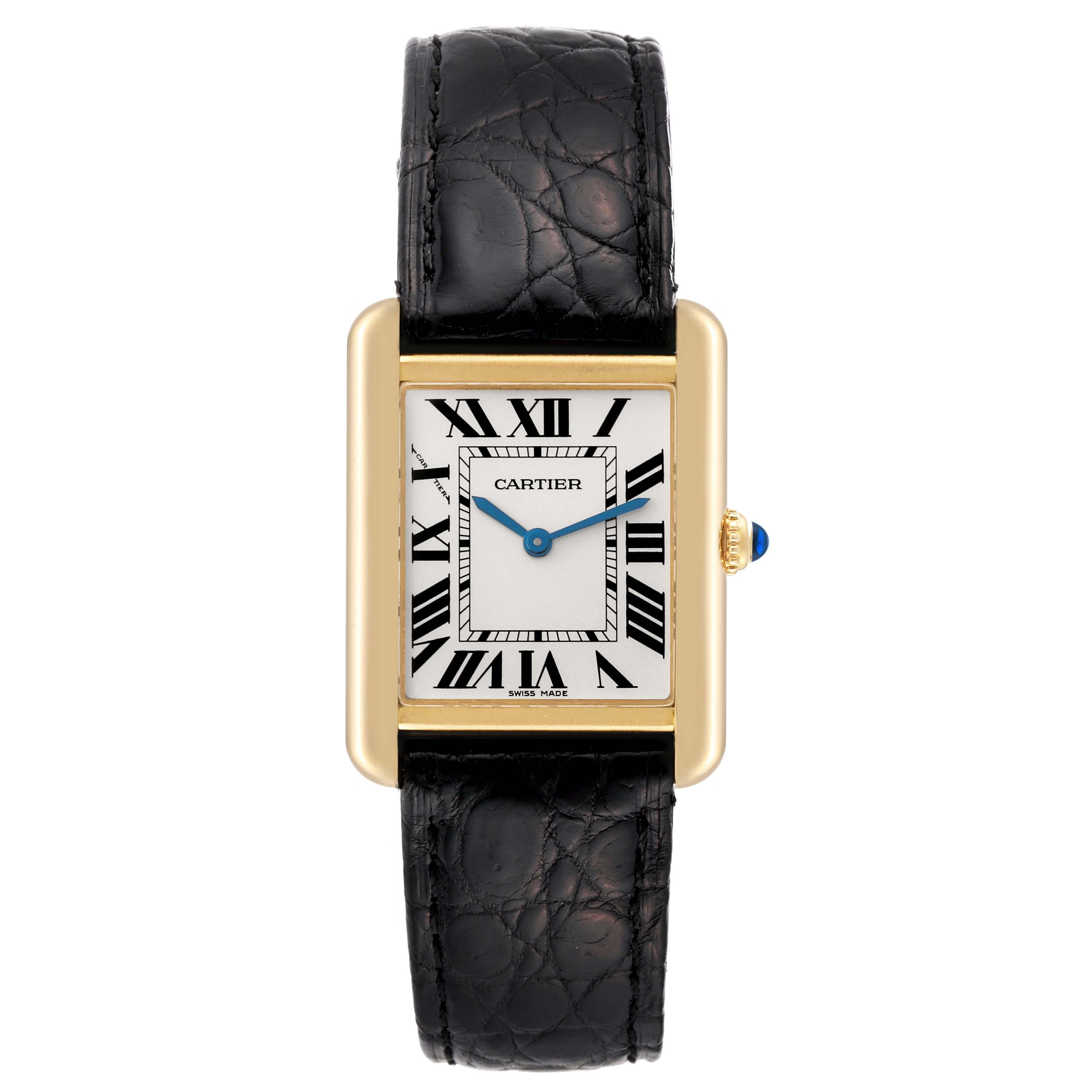 Women's Cartier Tank Solo Yellow Gold Steel Silver Dial Ladies Watch W5200002 Papers