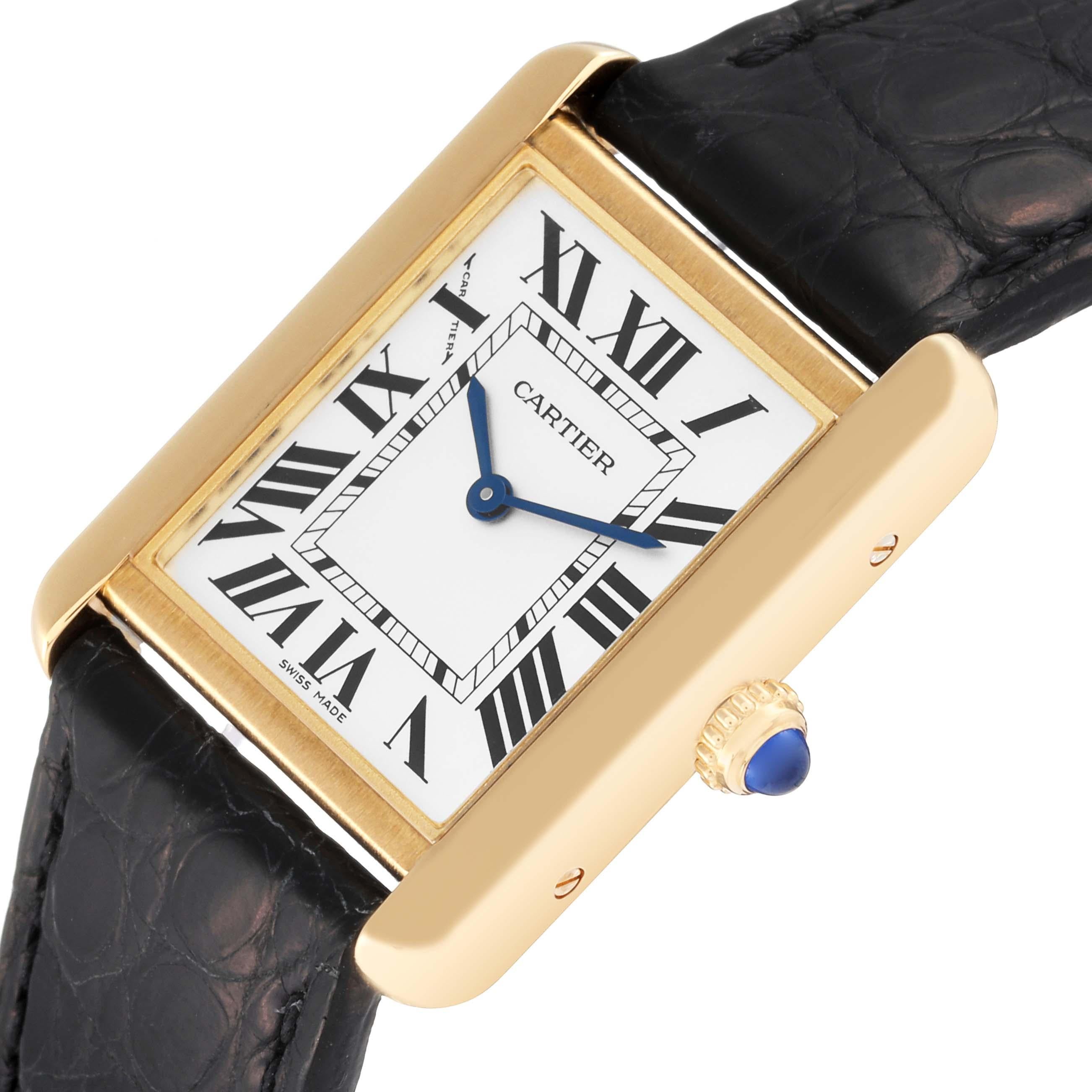 Cartier Tank Solo Yellow Gold Steel Silver Dial Ladies Watch W5200002 Papers 1