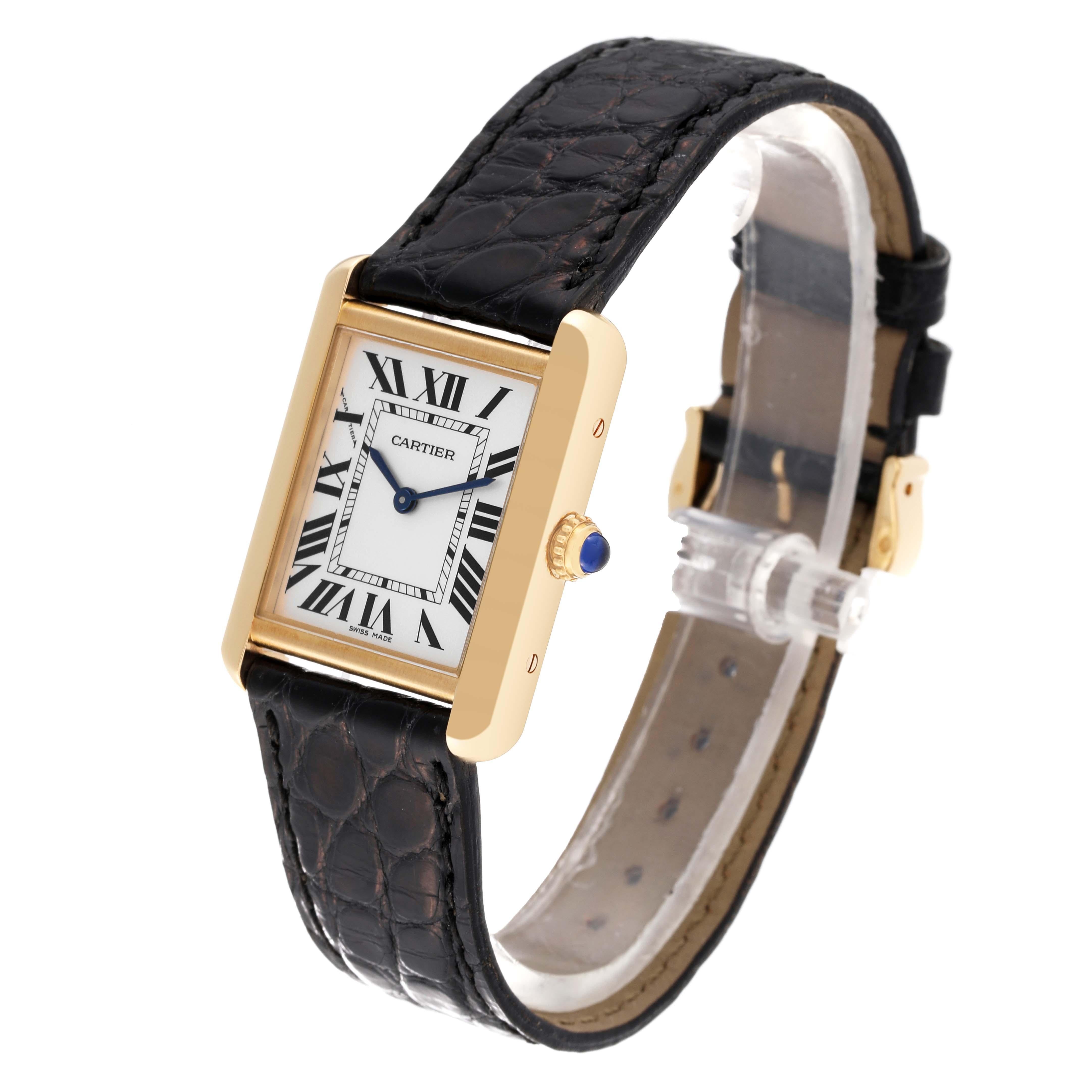 Cartier Tank Solo Yellow Gold Steel Silver Dial Ladies Watch W5200002 Papers For Sale 1