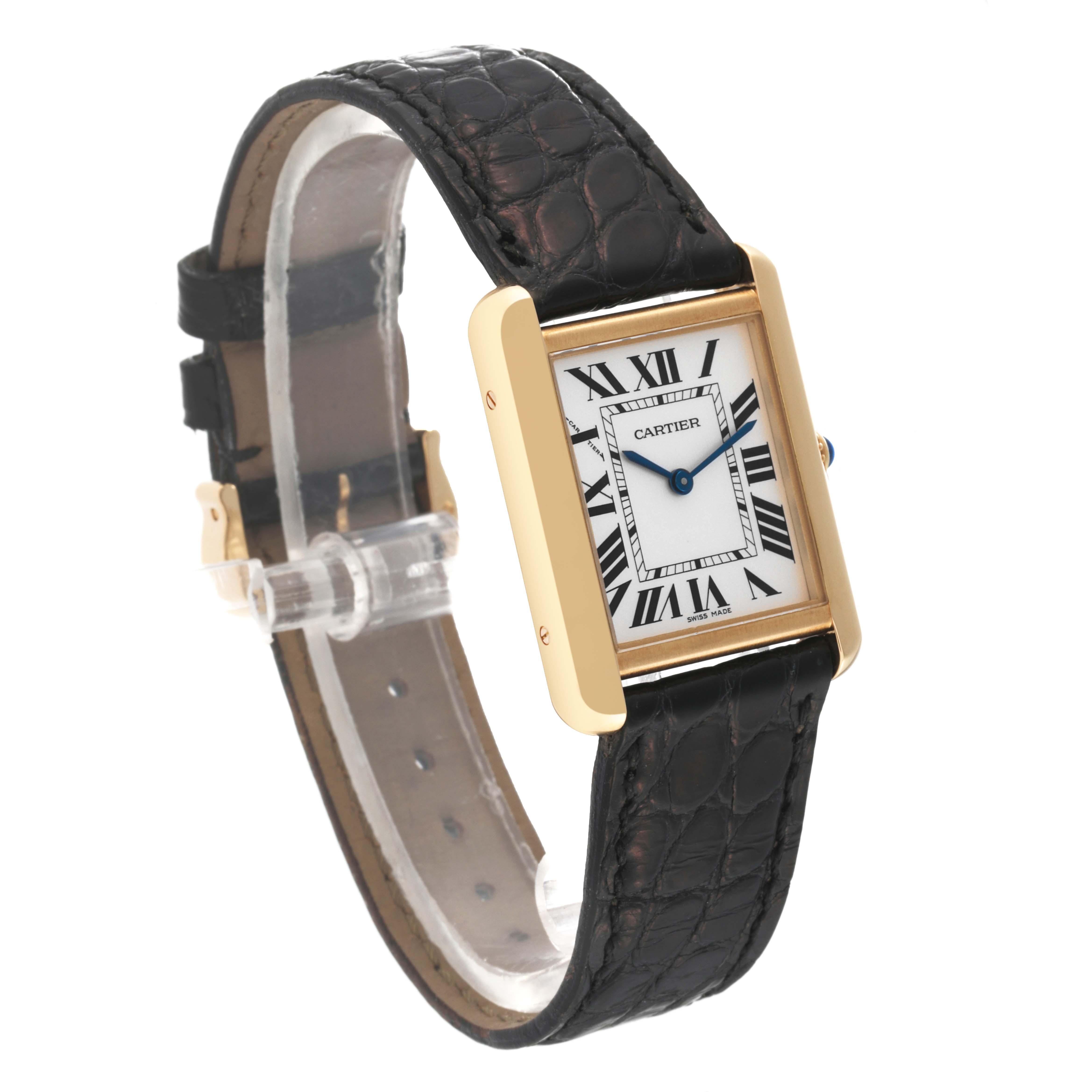 Cartier Tank Solo Yellow Gold Steel Silver Dial Ladies Watch W5200002 Papers For Sale 2