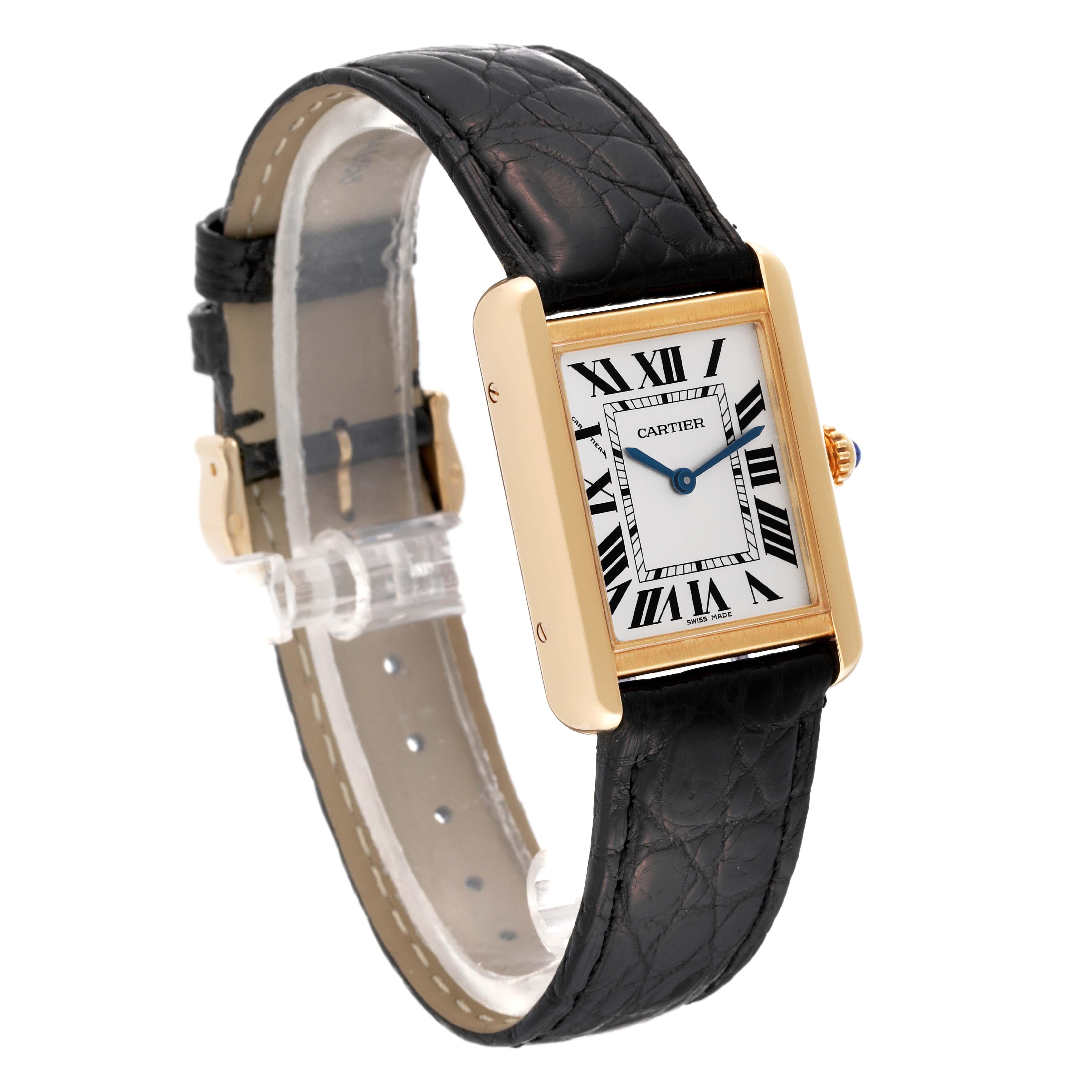 Cartier Tank Solo Yellow Gold Steel Silver Dial Ladies Watch W5200002 Papers 2