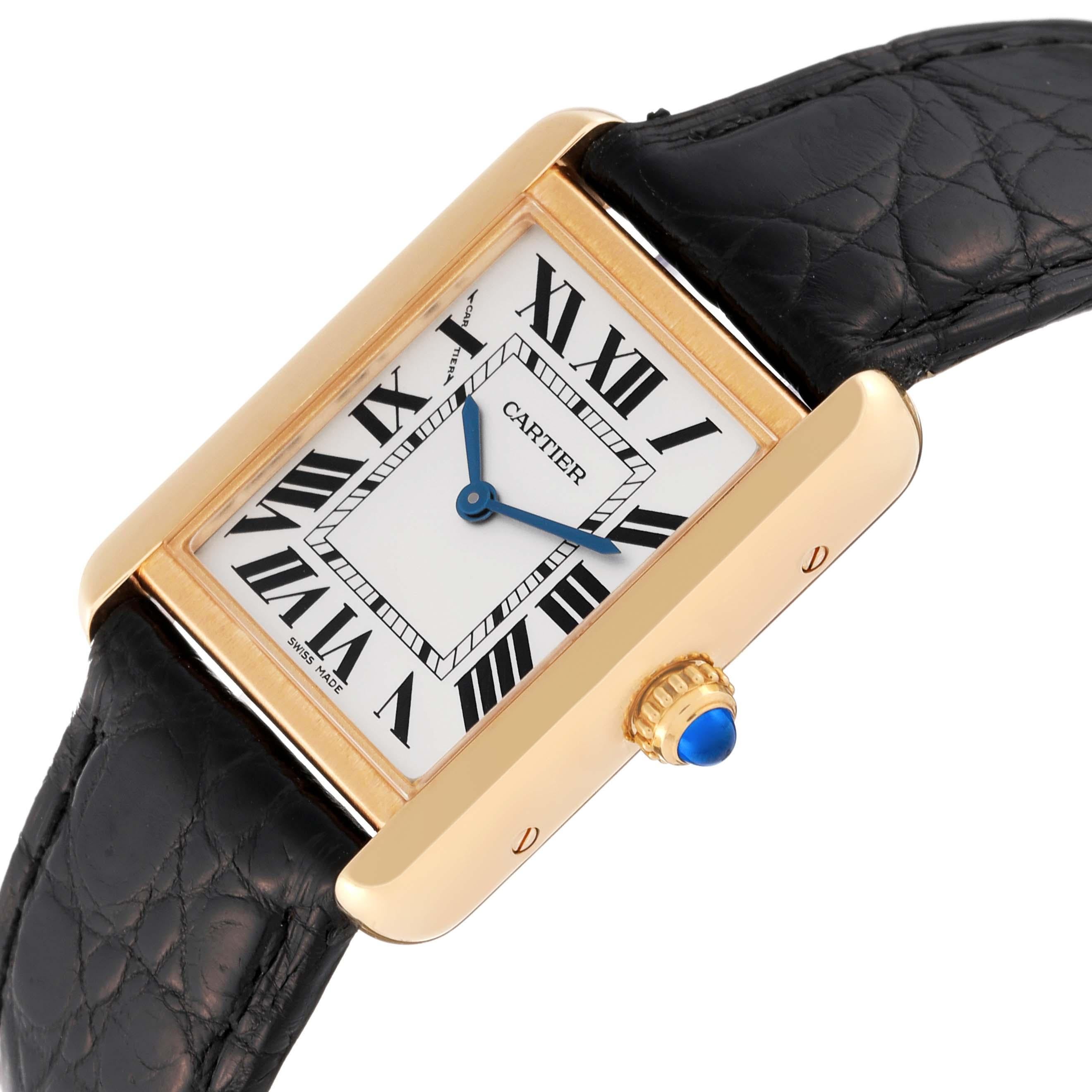 Cartier Tank Solo Yellow Gold Steel Silver Dial Ladies Watch W5200002 Papers 5