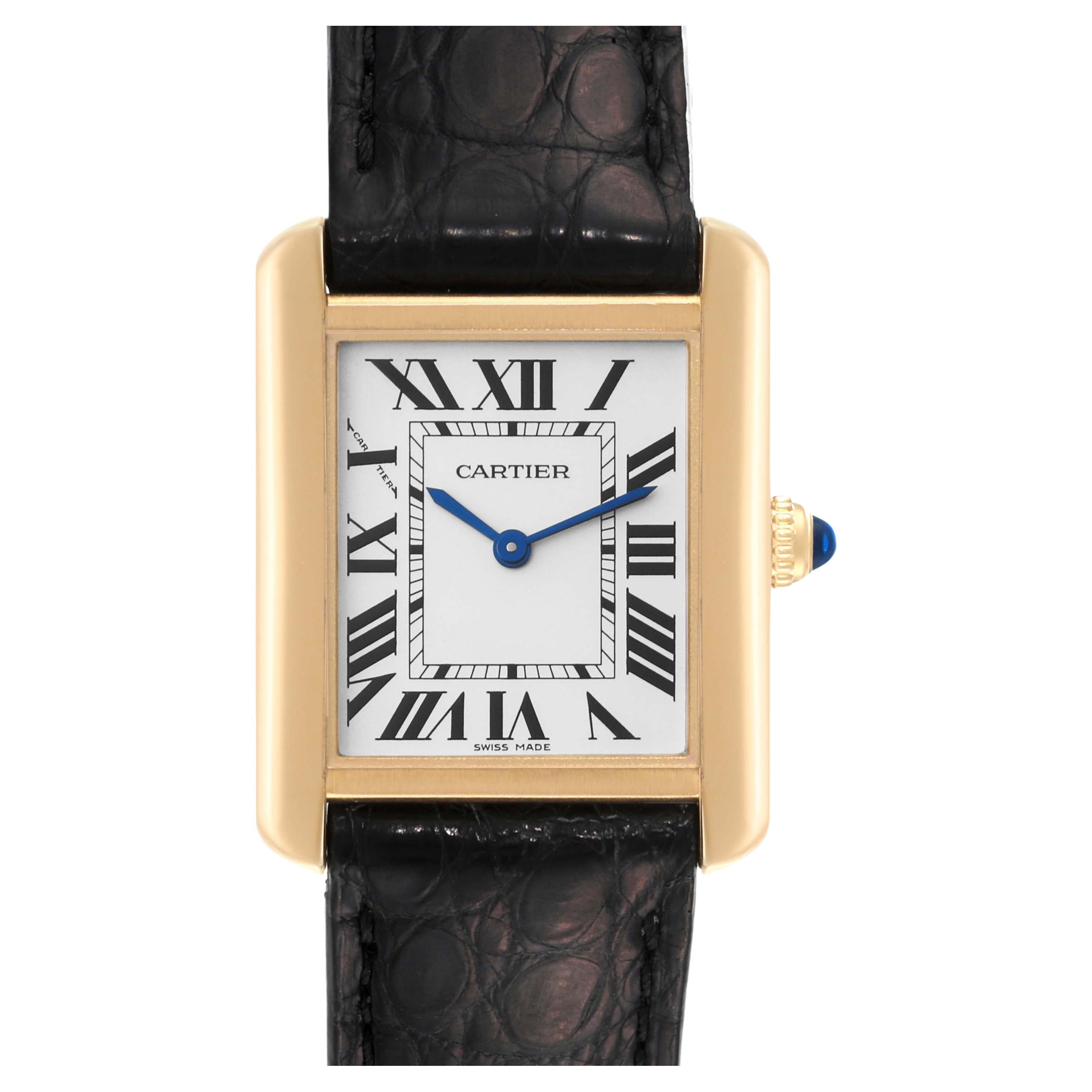 Cartier Tank Solo Yellow Gold Steel Silver Dial Ladies Watch W5200002 Papers