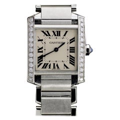 Cartier Tank Stainless Steel Diamond Watch W4TA0009