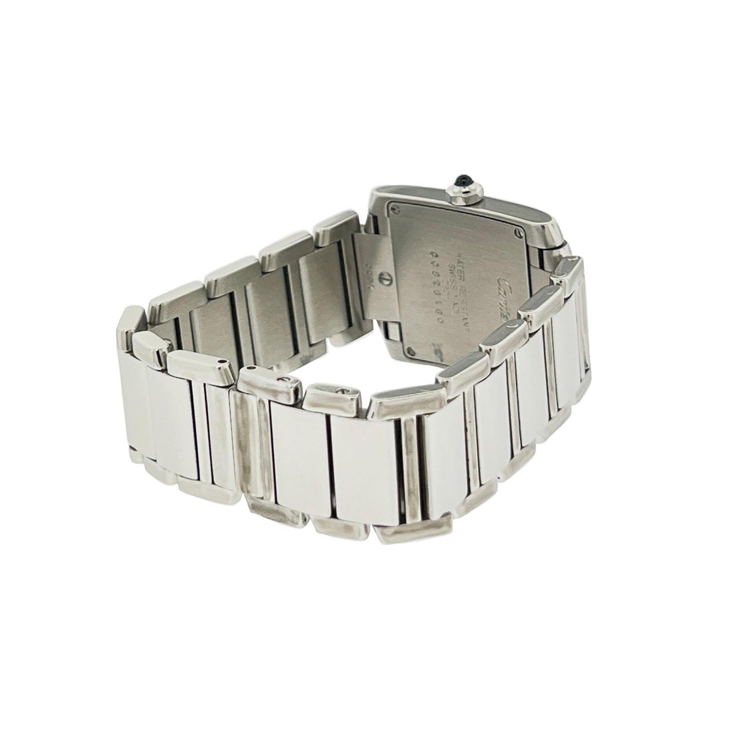 Cartier Tank Stainless Steel Mid Size Ladies Watch In Good Condition In Boca Raton, FL