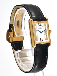 Cartier Tank Trinity Dial 23mm Must de 18K Gold on Silver Quartz Unisex Watch
