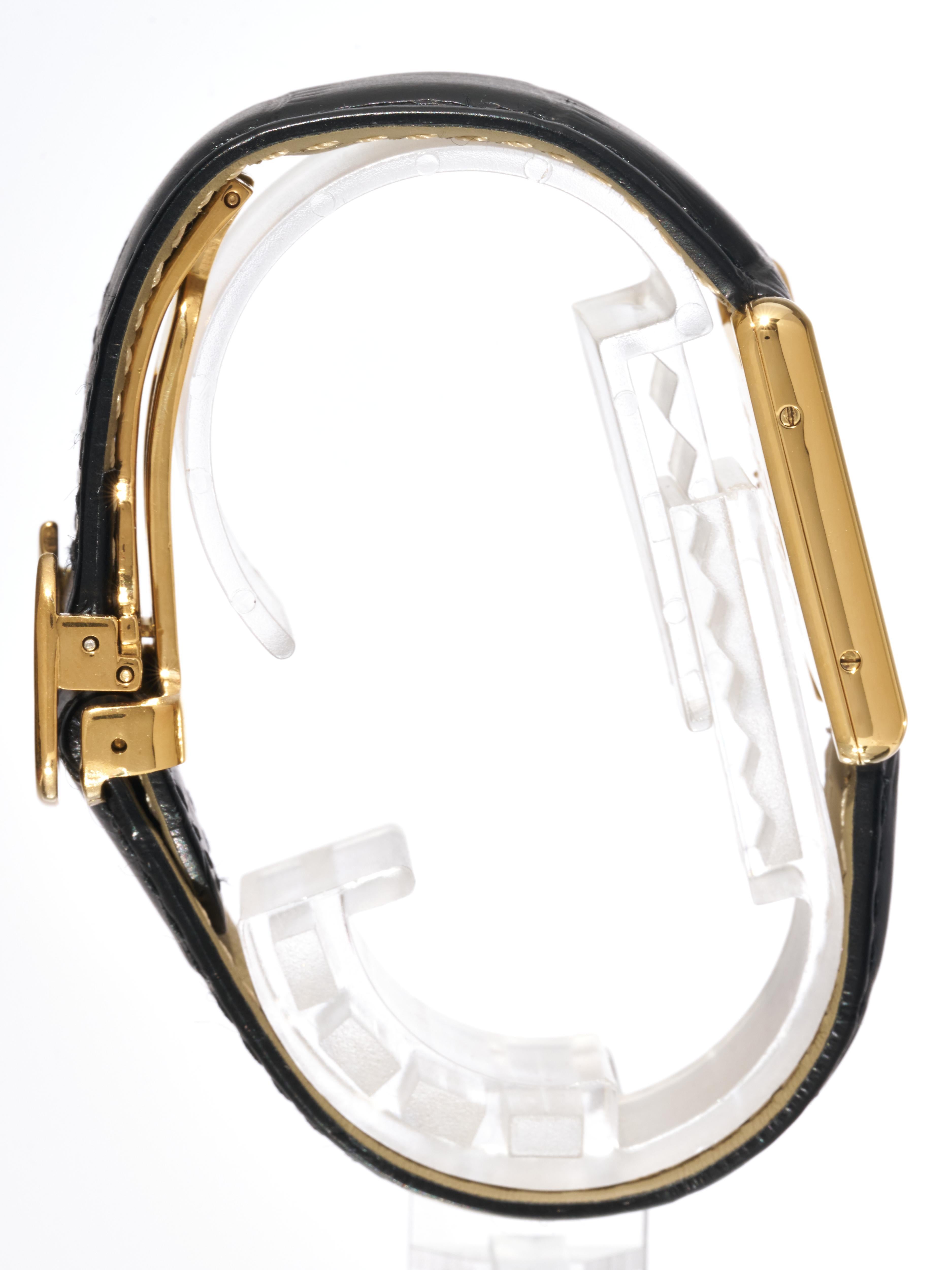 Cartier Tank Trinity Dial 23mm Must de 18K Gold on Silver Quartz Unisex Watch In Good Condition For Sale In London, GB