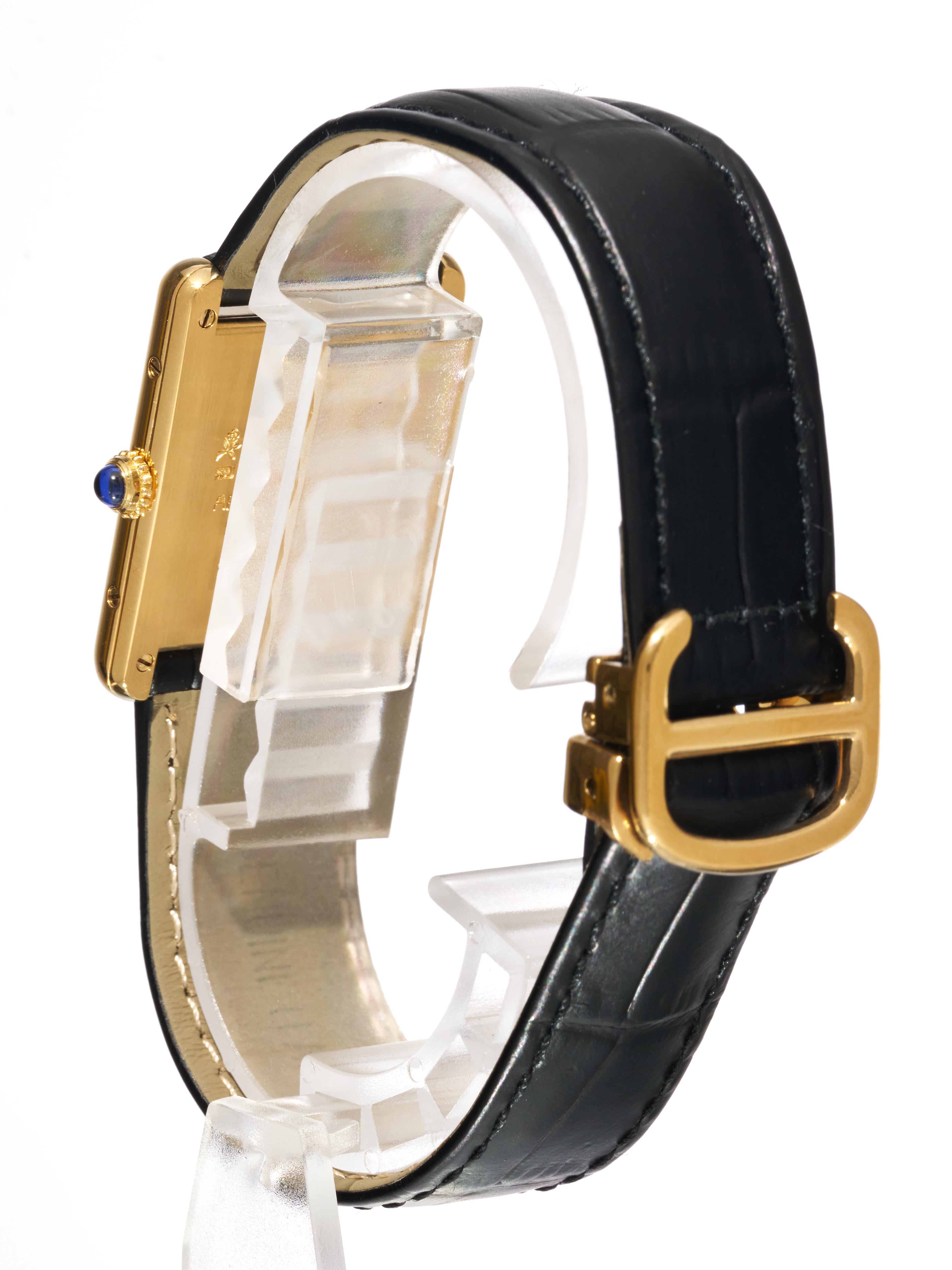 Cartier Tank Trinity Dial 23mm Must de 18K Gold on Silver Quartz Unisex Watch For Sale 3