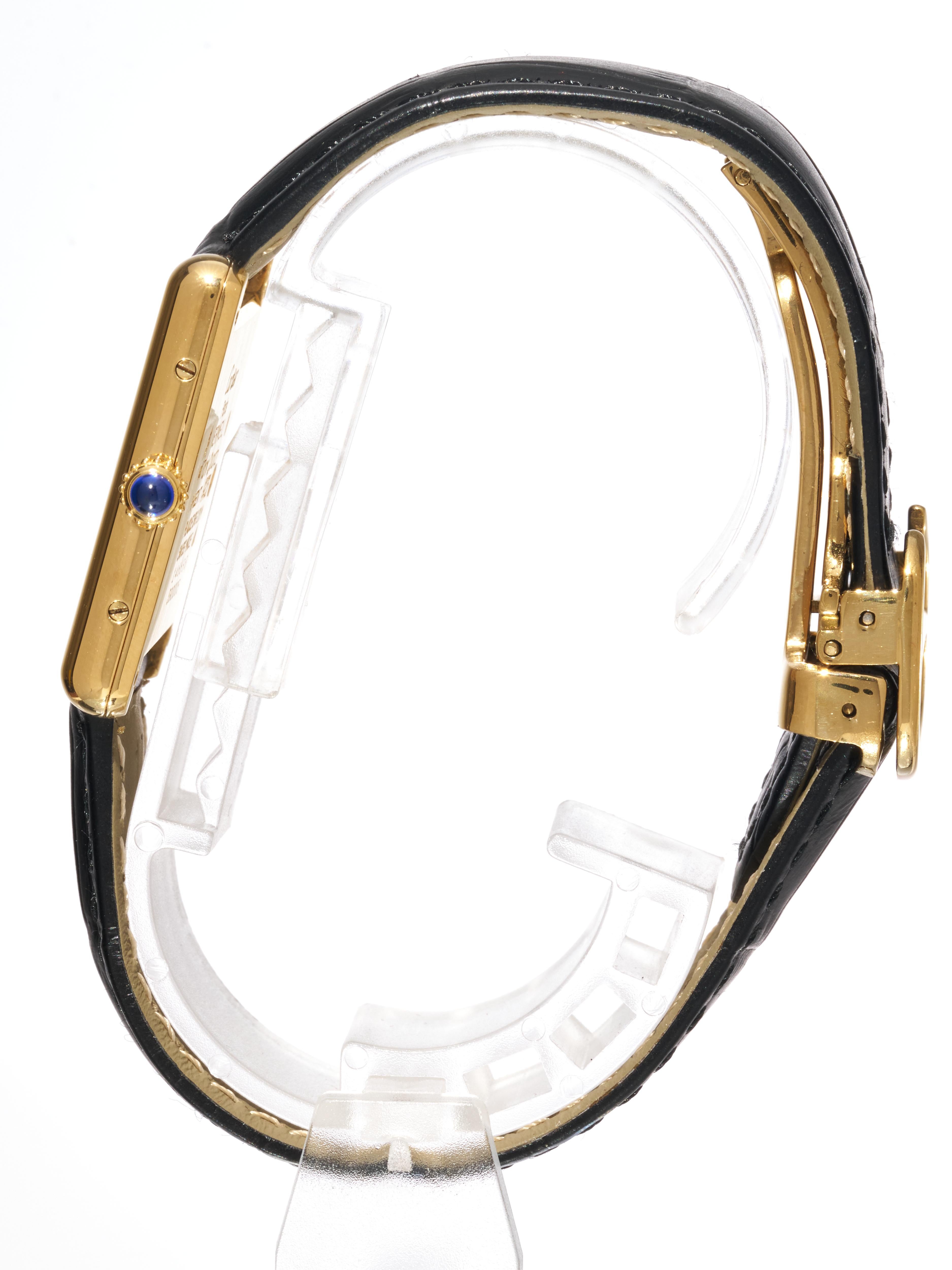 Cartier Tank Trinity Dial 23mm Must de 18K Gold on Silver Quartz Unisex Watch For Sale 4