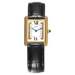 Cartier Tank Trinity Dial 23mm Must de 18K Gold on Silver Quartz Unisex Watch