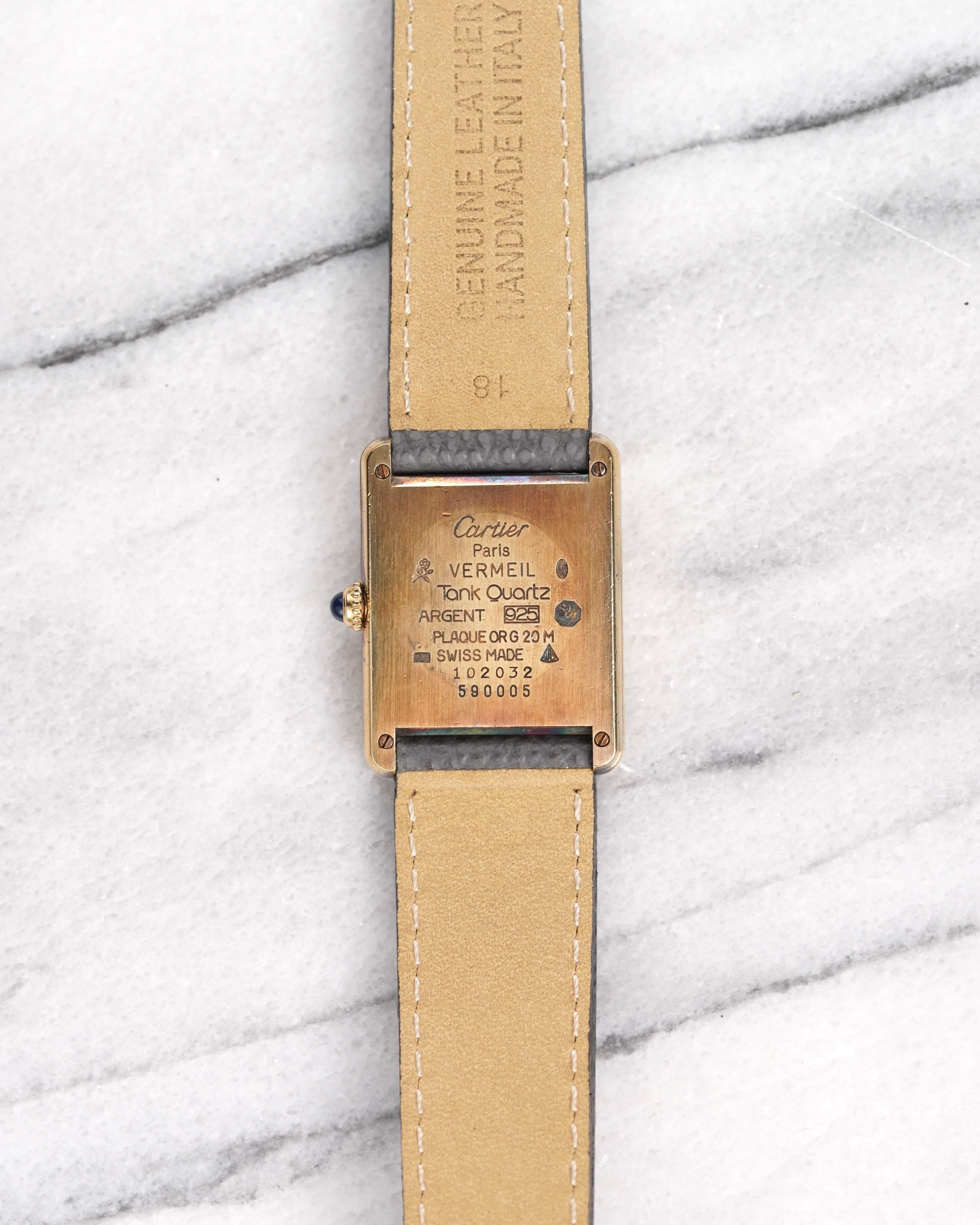 Cartier Tank Zweifarbige Uhr mit grauem Zifferblatt aus 18K Gelbgold, 1980er Jahre im Zustand „Gut“ im Angebot in New York, NY