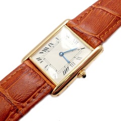 Vintage Cartier Tank Unisex Quartz Yellow Gold Watch