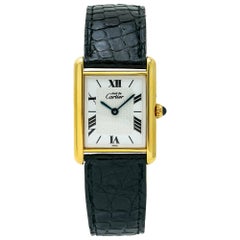 Vintage Cartier Tank Vermeil 1615, White Dial, Certified and Warranty