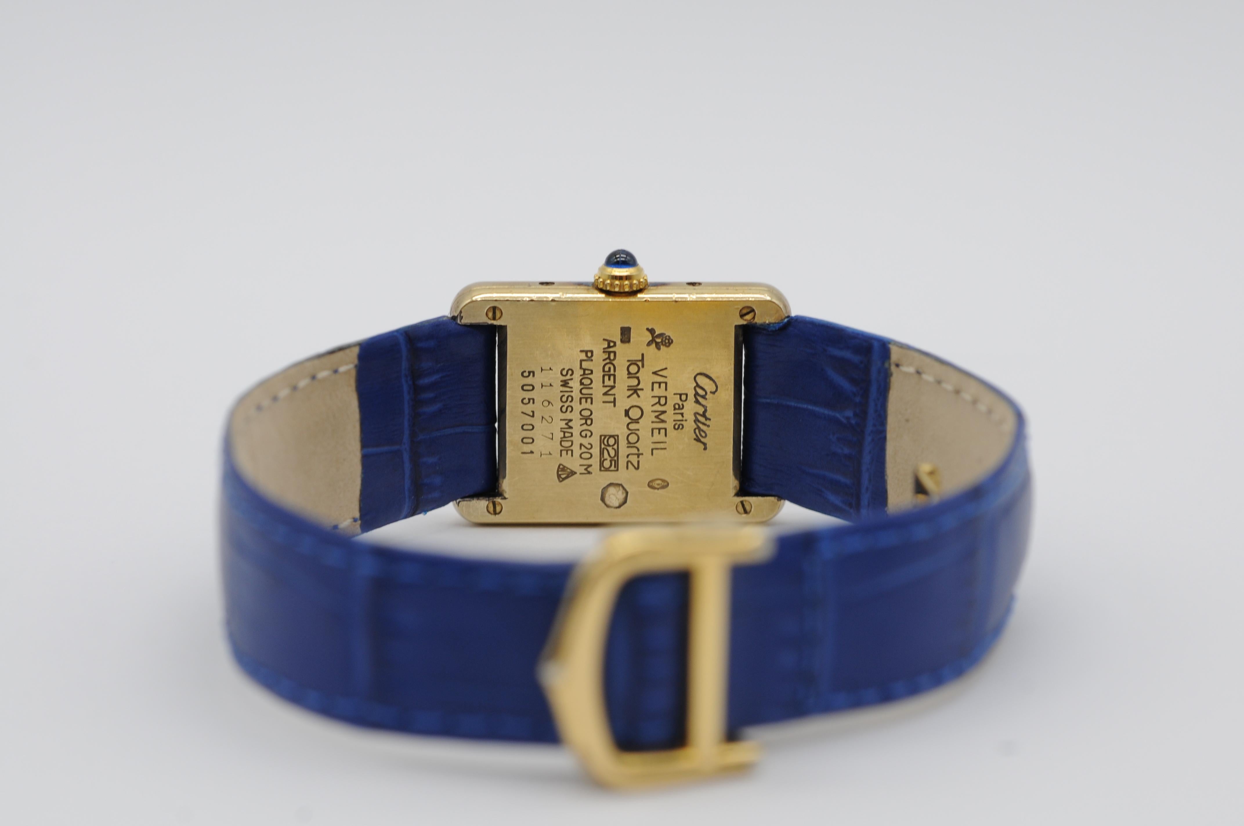 Cartier Tank Vermeil blue Argent Ref:5057001 3