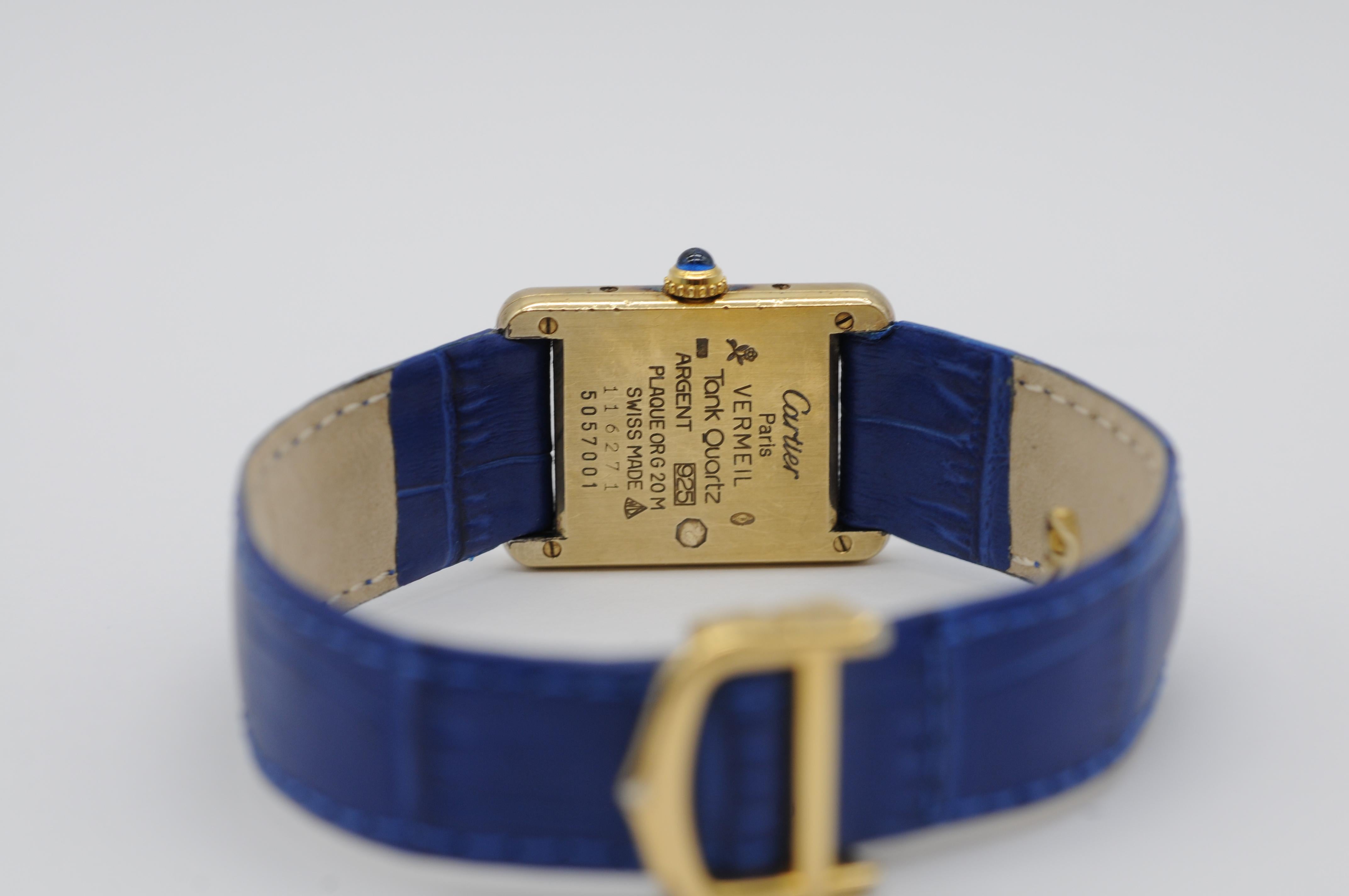 Cartier Tank Vermeil blue Argent Ref:5057001 4