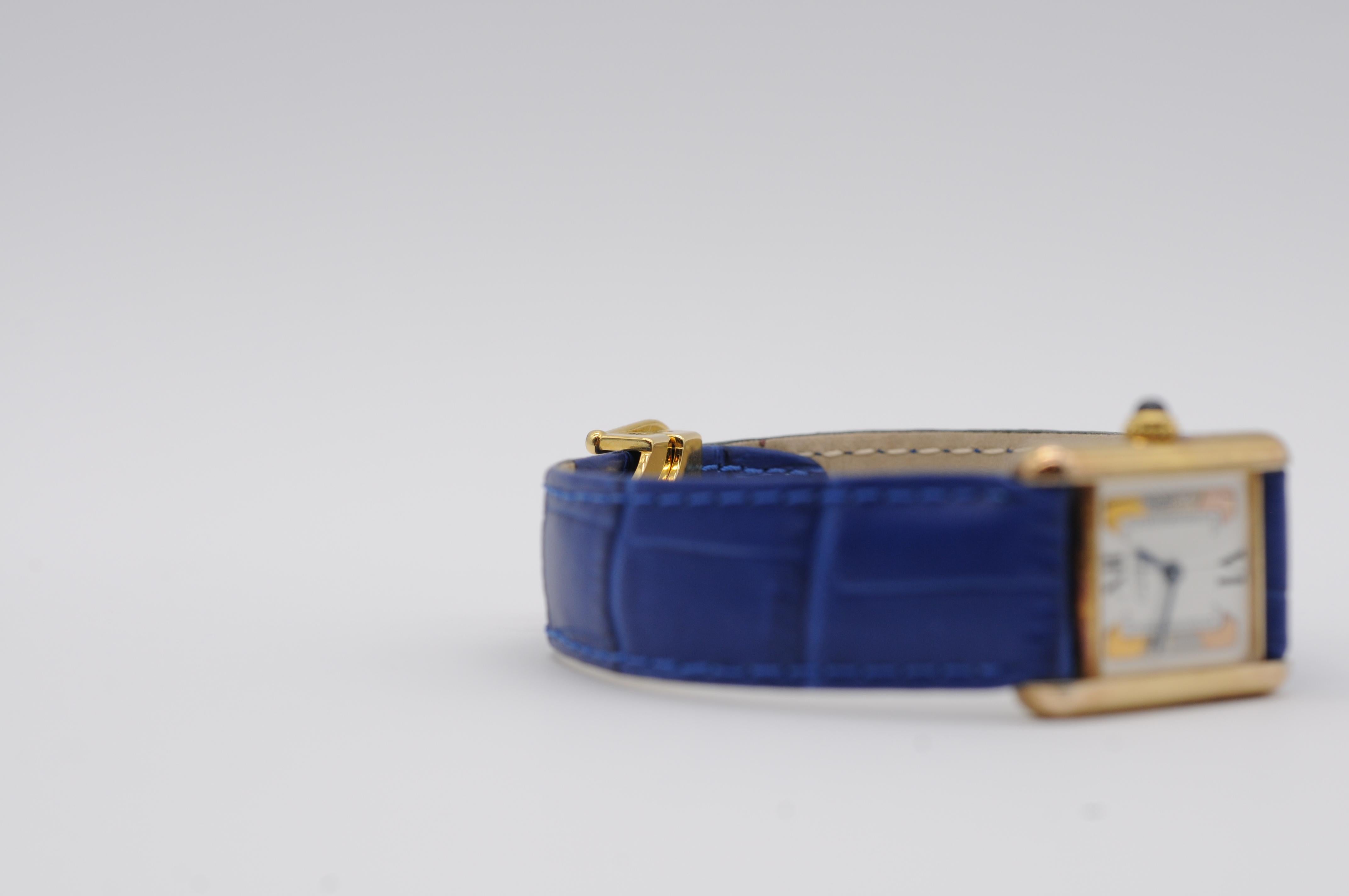 Aesthetic Movement Cartier Tank Vermeil blue Argent Ref:5057001