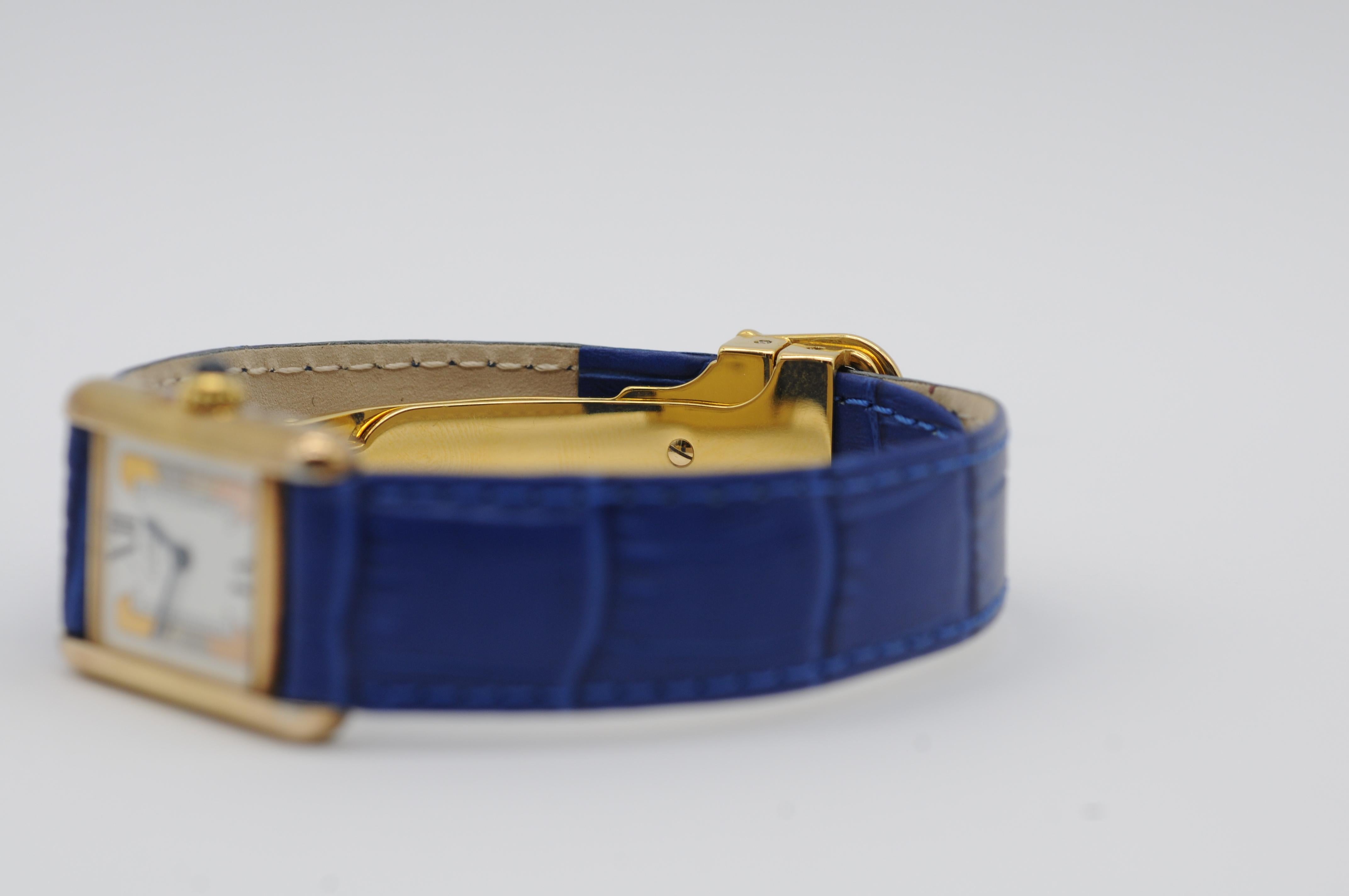 Cartier Tank Vermeil blue Argent Ref:5057001 In Good Condition In Berlin, BE
