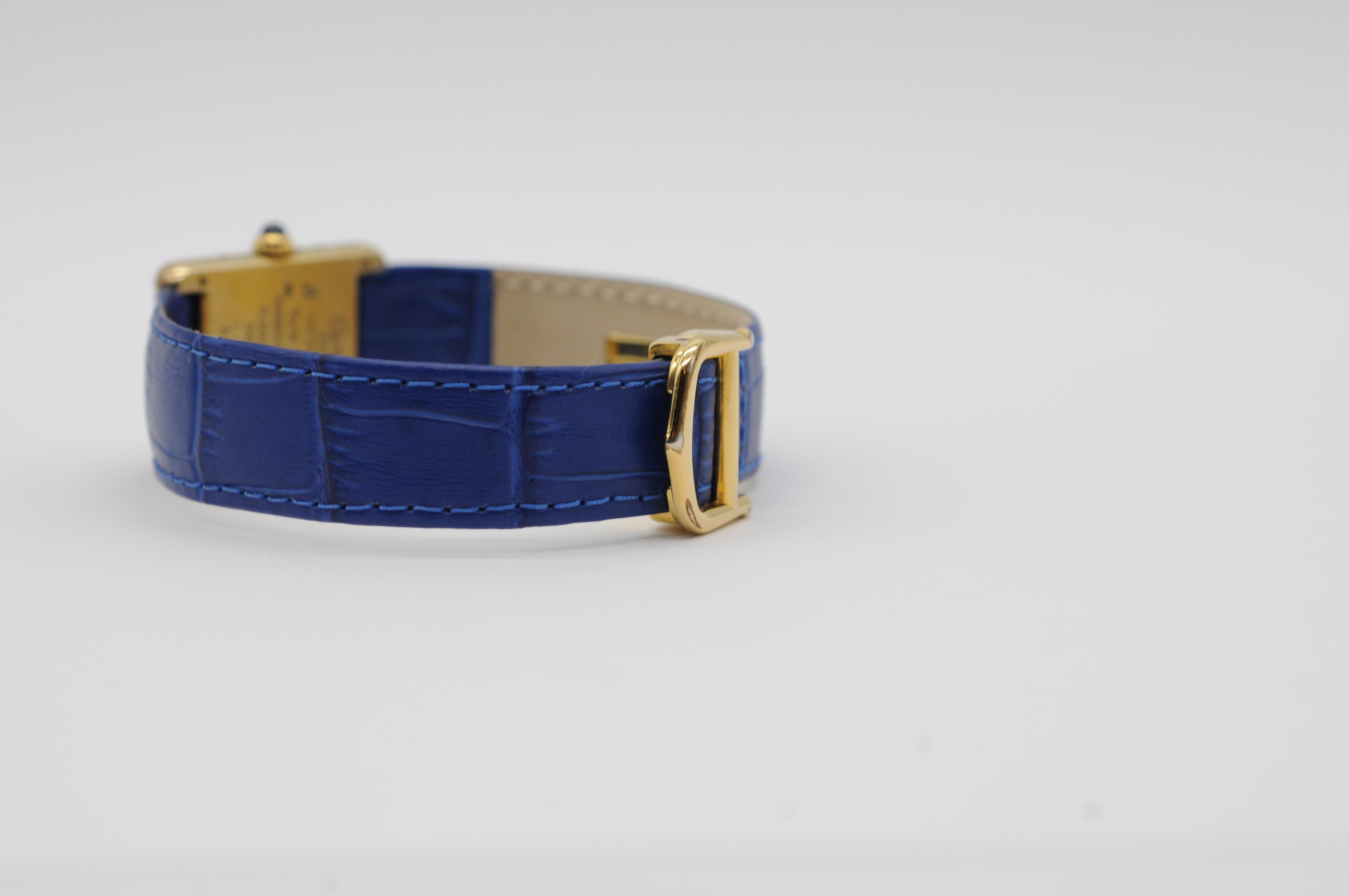 Women's or Men's Cartier Tank Vermeil blue Argent Ref:5057001