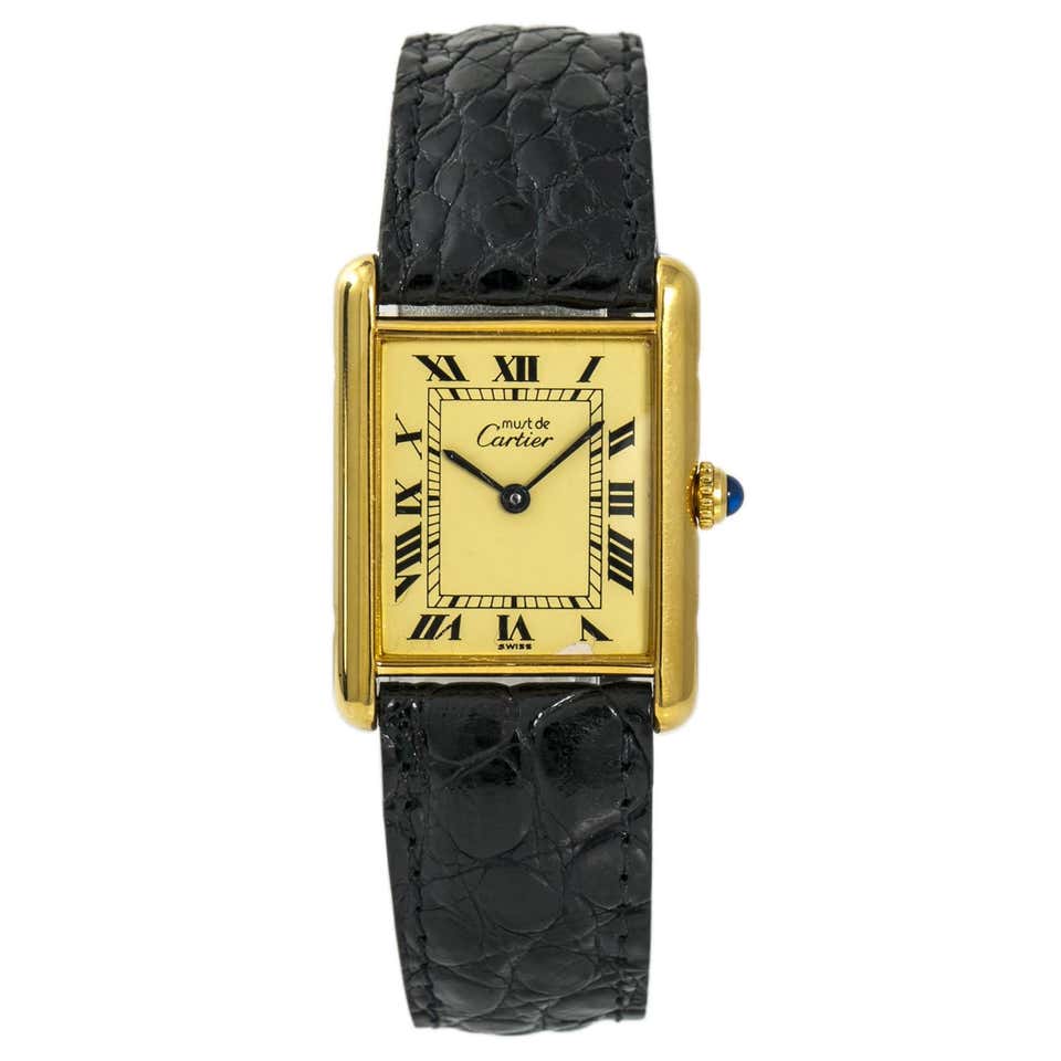 Cartier Tank Vermeil Gold Plated Silver 925 Unisex Quartz Vintage Watch ...
