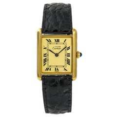Cartier Tank Vermeil Gold Plated Silver 925 Unisex Quartz Vintage Watch