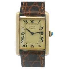 Cartier Tank Vermeil Mechanical Gold Plated Deployant Buckle Vintage Watch