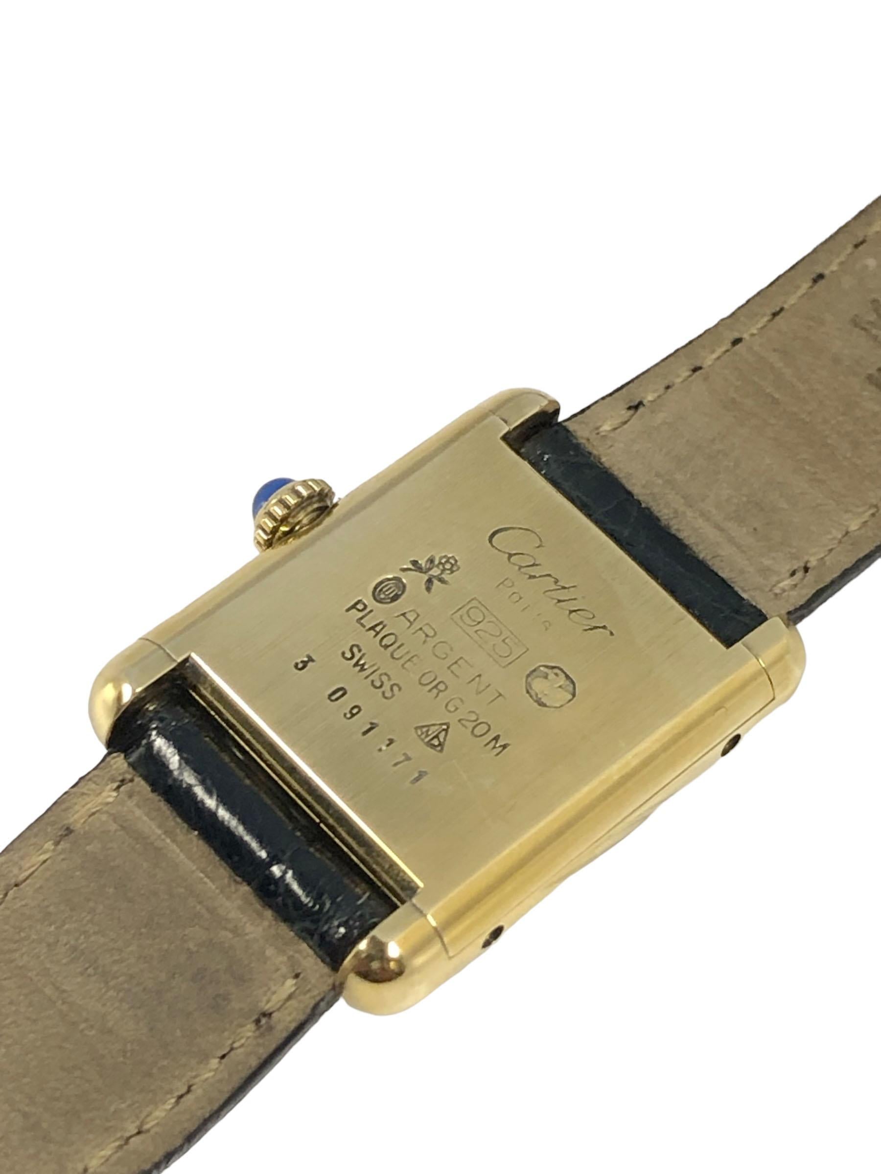 Cartier Tank Vermeil Montre-bracelet mécanique pour femmes Excellent état à Chicago, IL