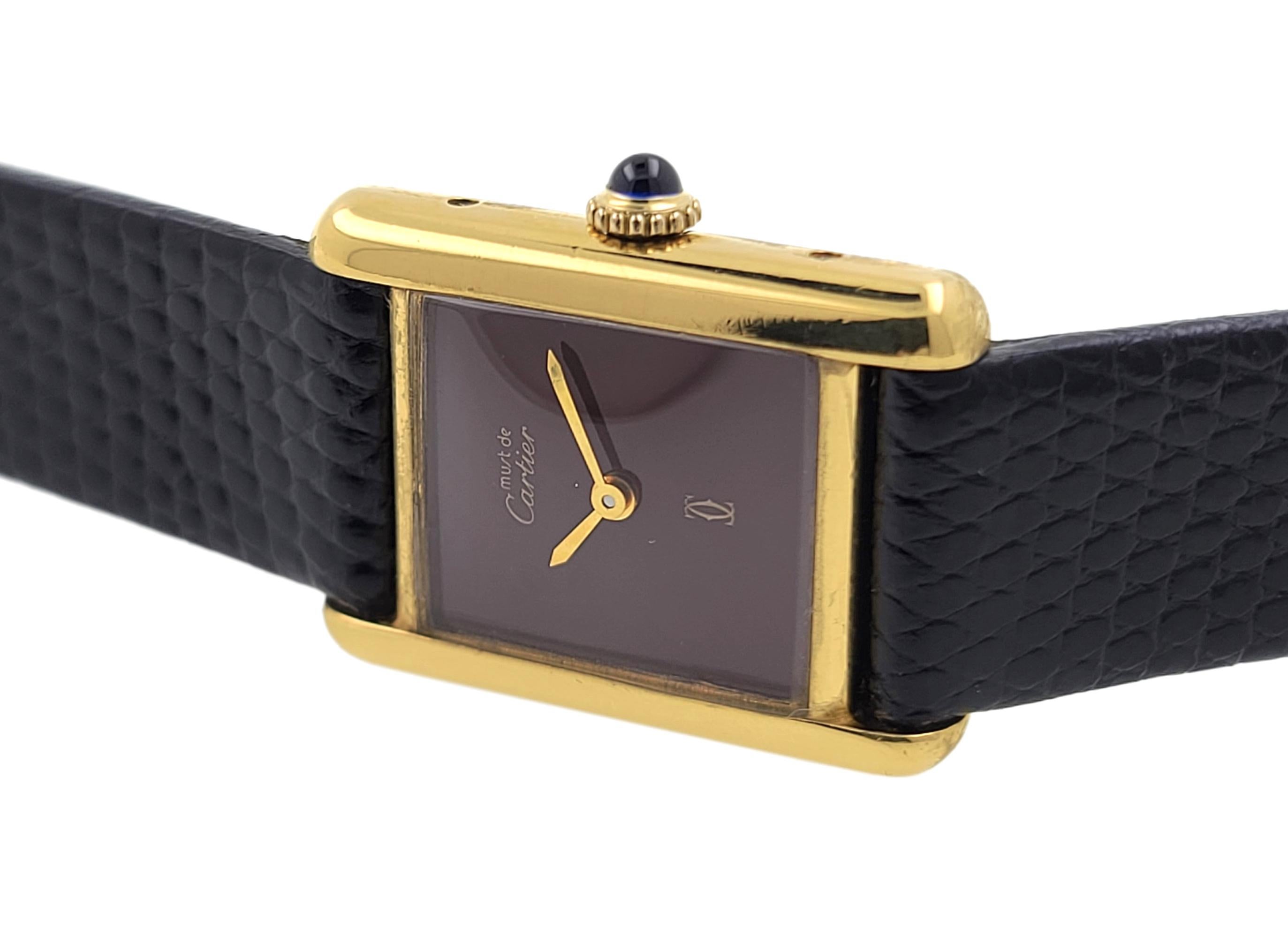 Cartier Tank Vermeil Must de Cartier Grenat Burgundy Lacquer Vermeil Gold Plated 1