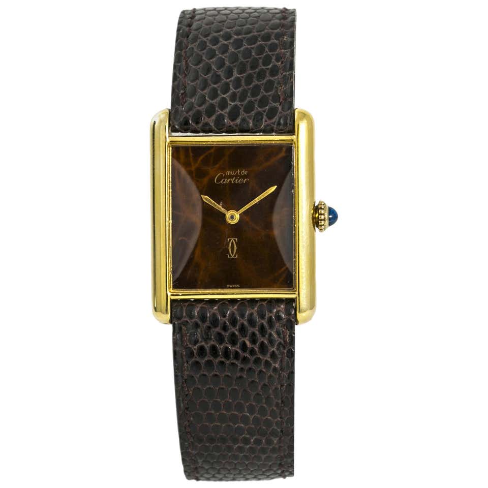 Cartier Tank Vermeil No-Ref#, Brown Dial, Certified and Warranty For ...