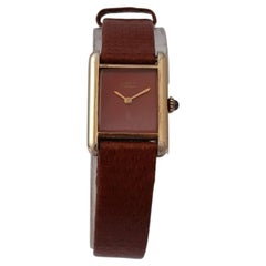 Cartier Tank Vermeil RARE Vintage 925 BORDEAUX Plated Red Dial Manual Watch