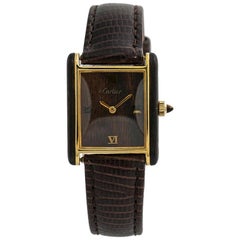 Cartier Tank Vermeil Rare Vintage Frauen Hand-Winding Quarz Holzgehäuse