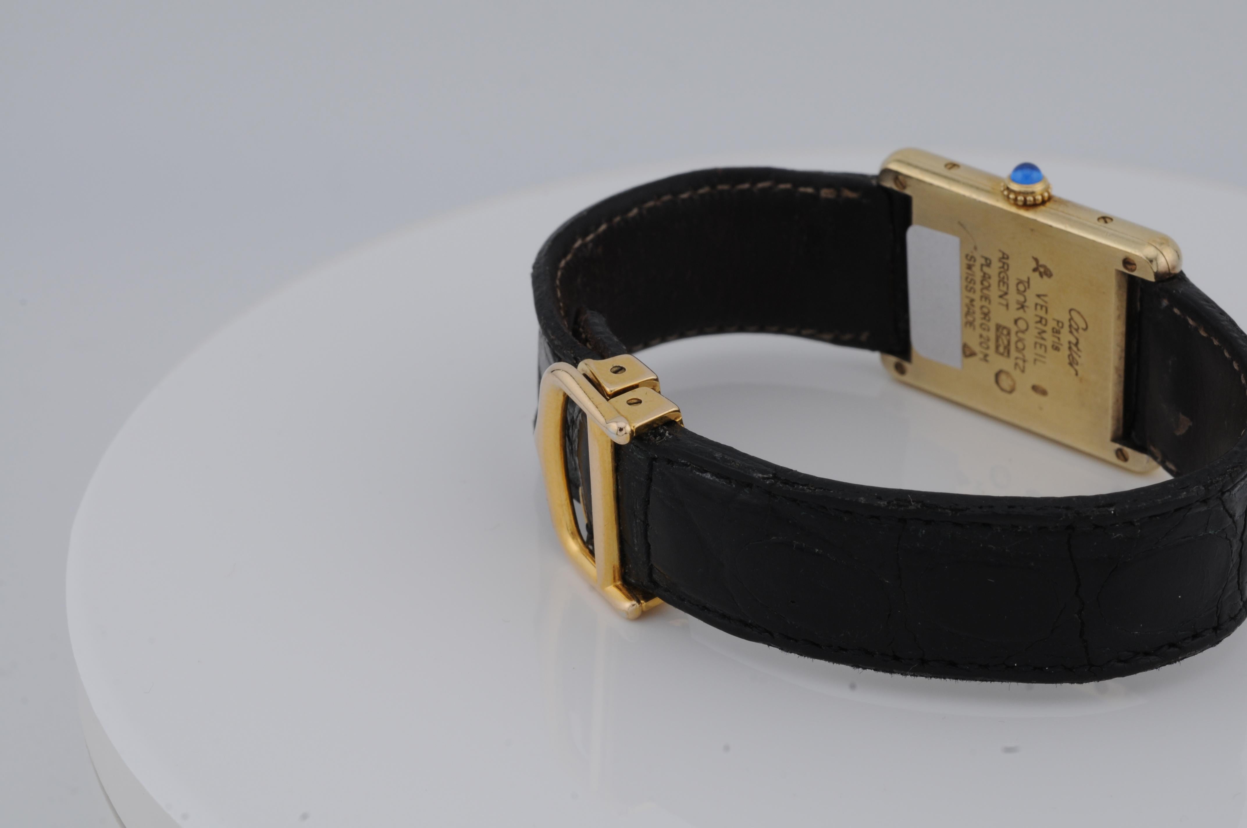 Men's Cartier Tank Vermeil Ref. 590005 – Gold-Plated 925 Silver Quartz Watch
