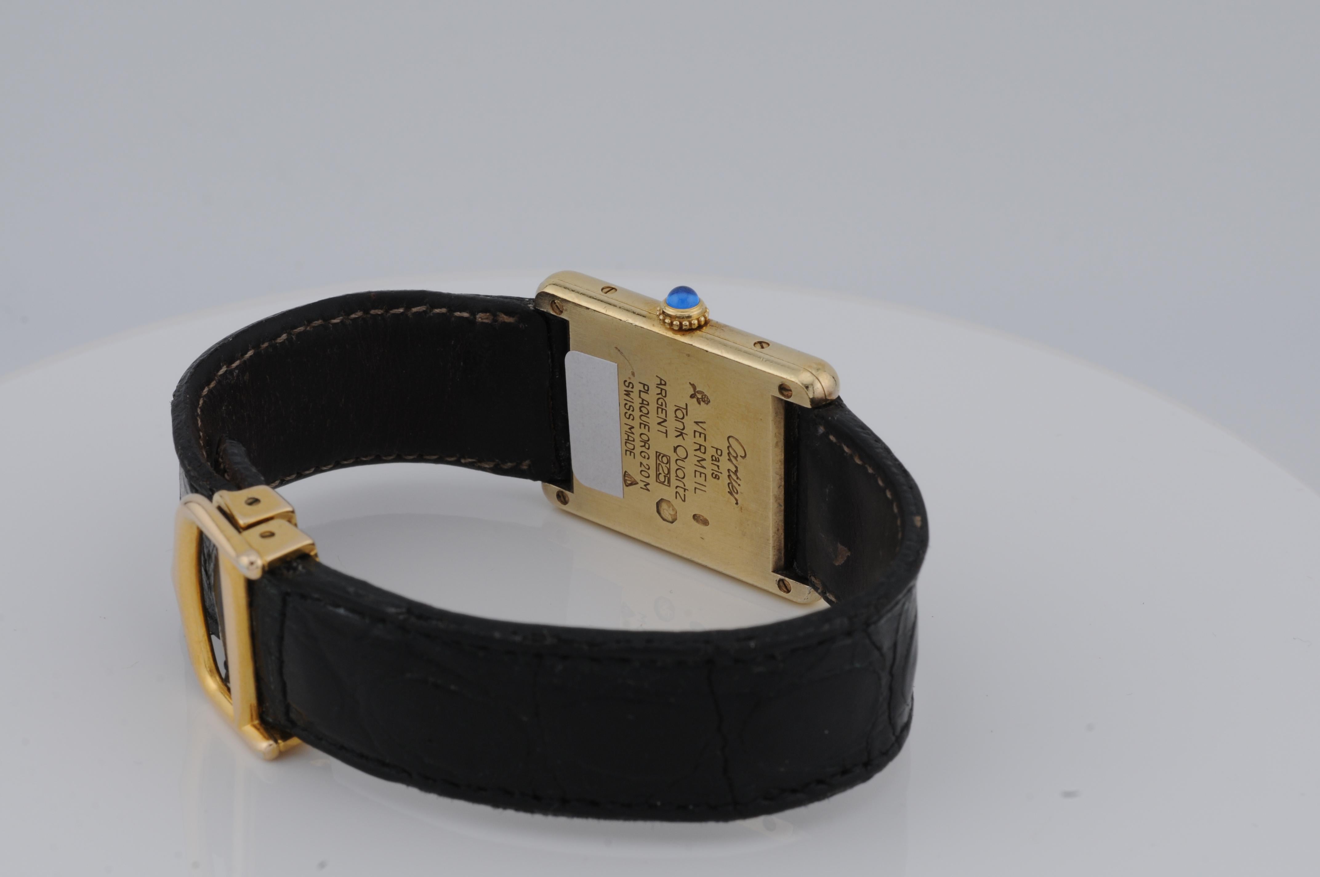 Cartier Tank Vermeil Ref. 590005 – Gold-Plated 925 Silver Quartz Watch 1