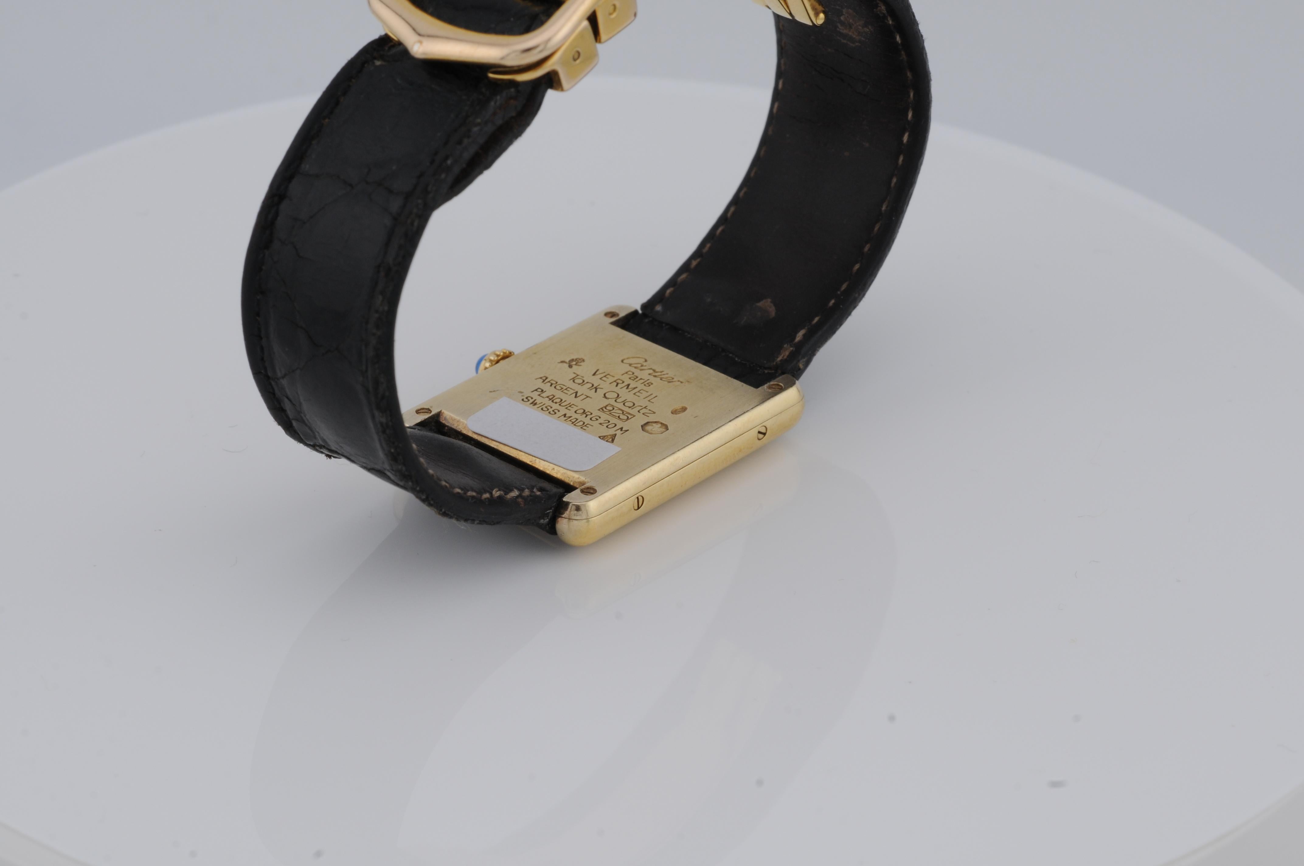 Cartier Tank Vermeil Ref. 590005 – Gold-Plated 925 Silver Quartz Watch 4