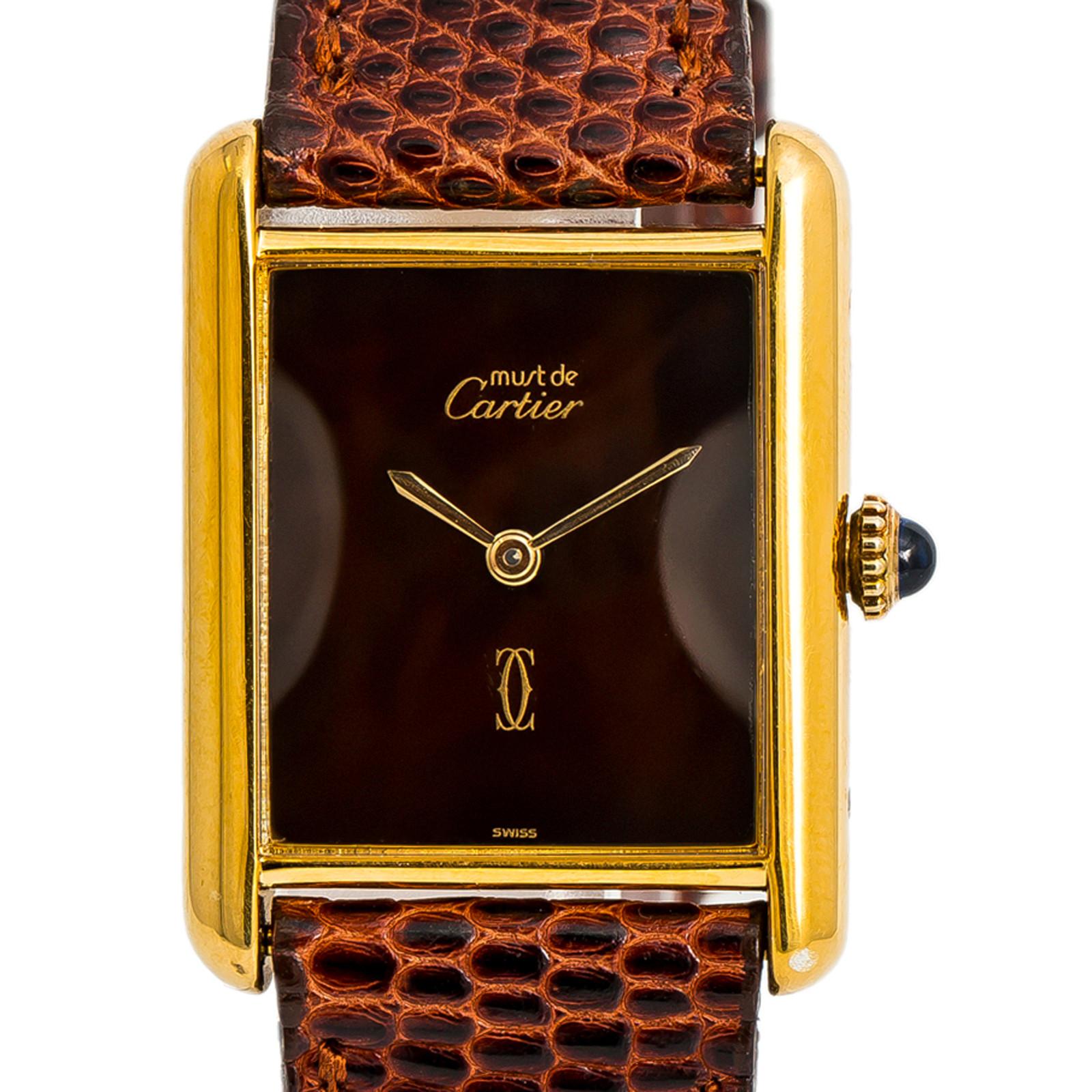 Cartier Tank Vermeil 2220, Black Dial 