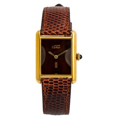 Cartier Tank Vermeil 2220, Black Dial Certified Authentic