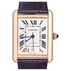 Montre pour homme Cartier Tank W5200026 en or rose 18 carats, cadran argenté, mouvement automatique, 31 mm