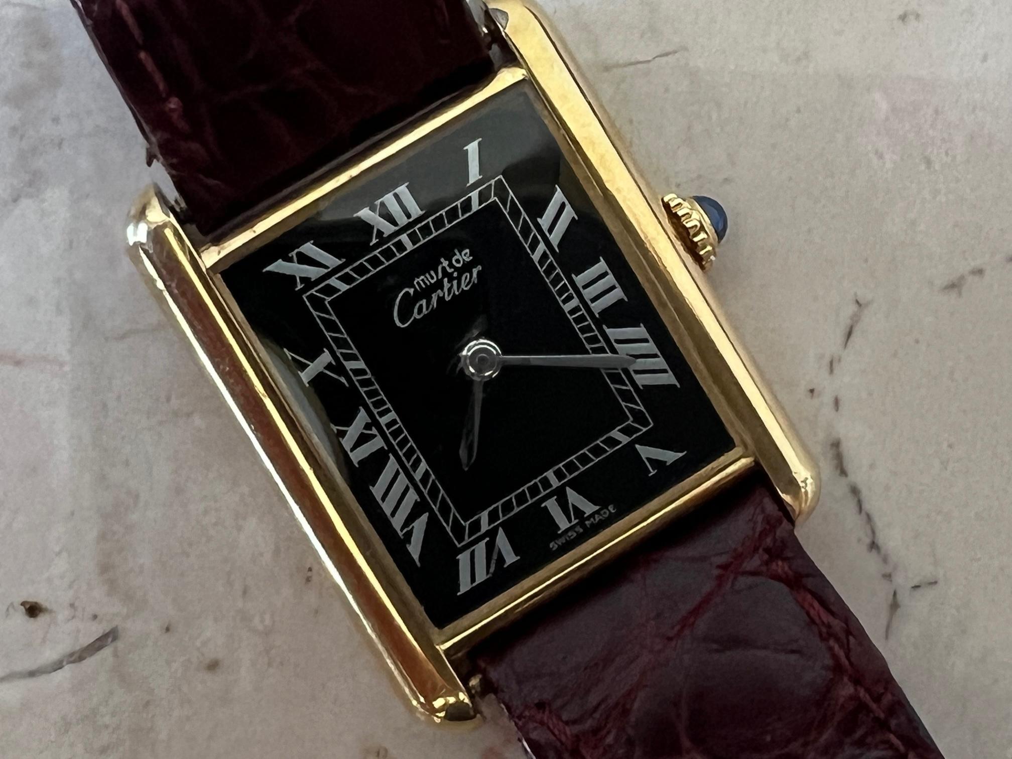 Reloj Cartier Tank, hacia la década de 1980  en Bueno estado para la venta en Saint Petersburg, FL