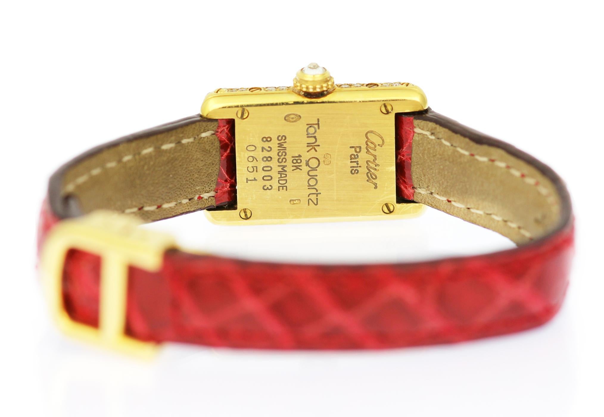 Women's Cartier Ladies Tank Watch in 18K Yellow Gold & Diamonds, Original Box