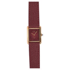 Cartier Tank Watch with Red Dial in 18K Yellow Gold, 20th Century